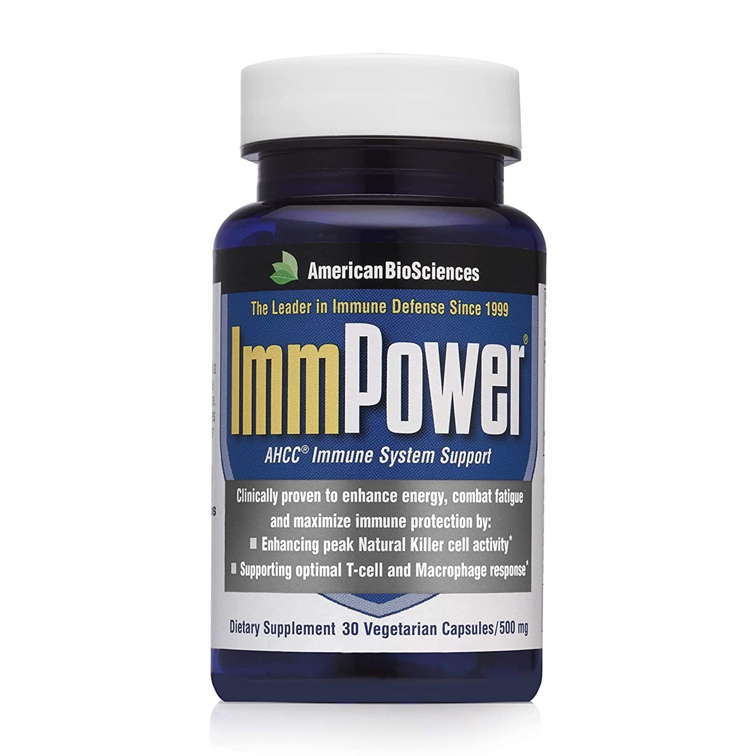 ImmPower AHCC Supplement, Vegetarian Capsules, Enhanced Immune Support, Natural Killer Cell Activity and Cytokine Production, 500 milligrams per Capsule (30 Count)