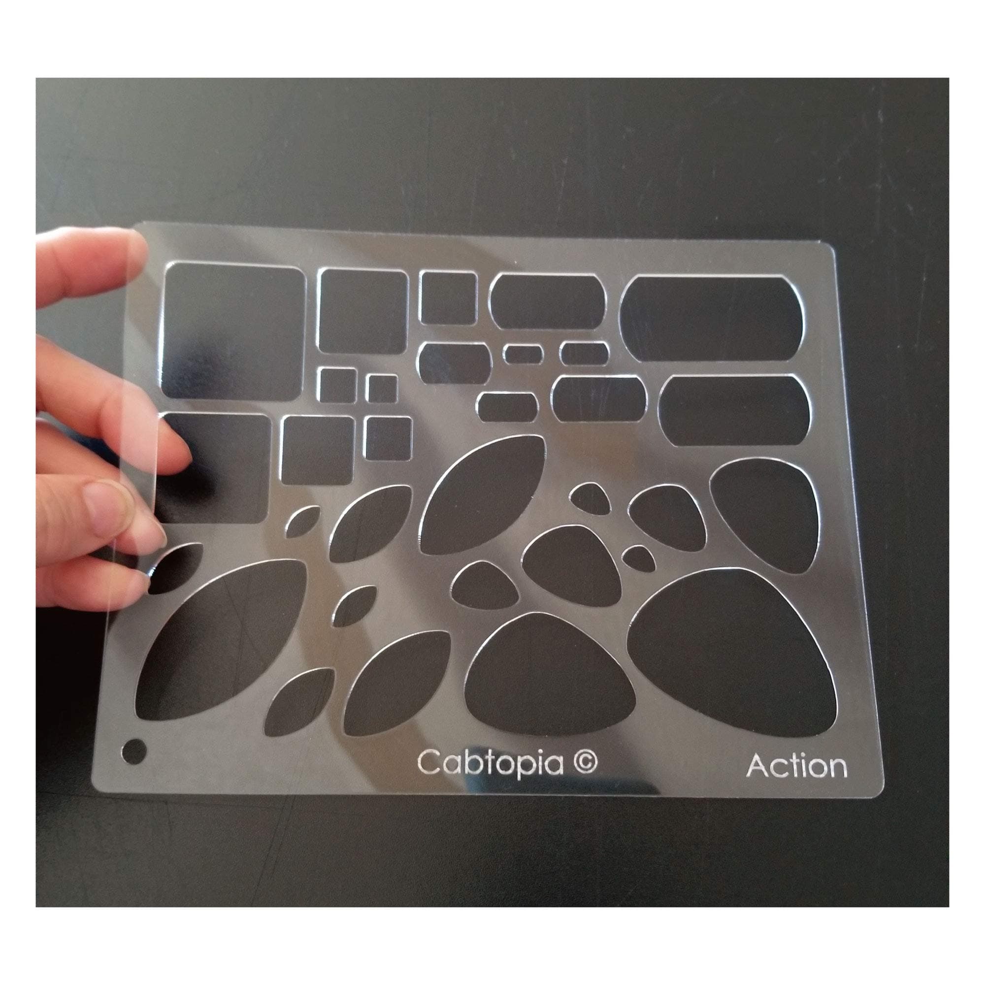 Cabtopia -- Lapidary Jewelry Design Template Stencil "Action"