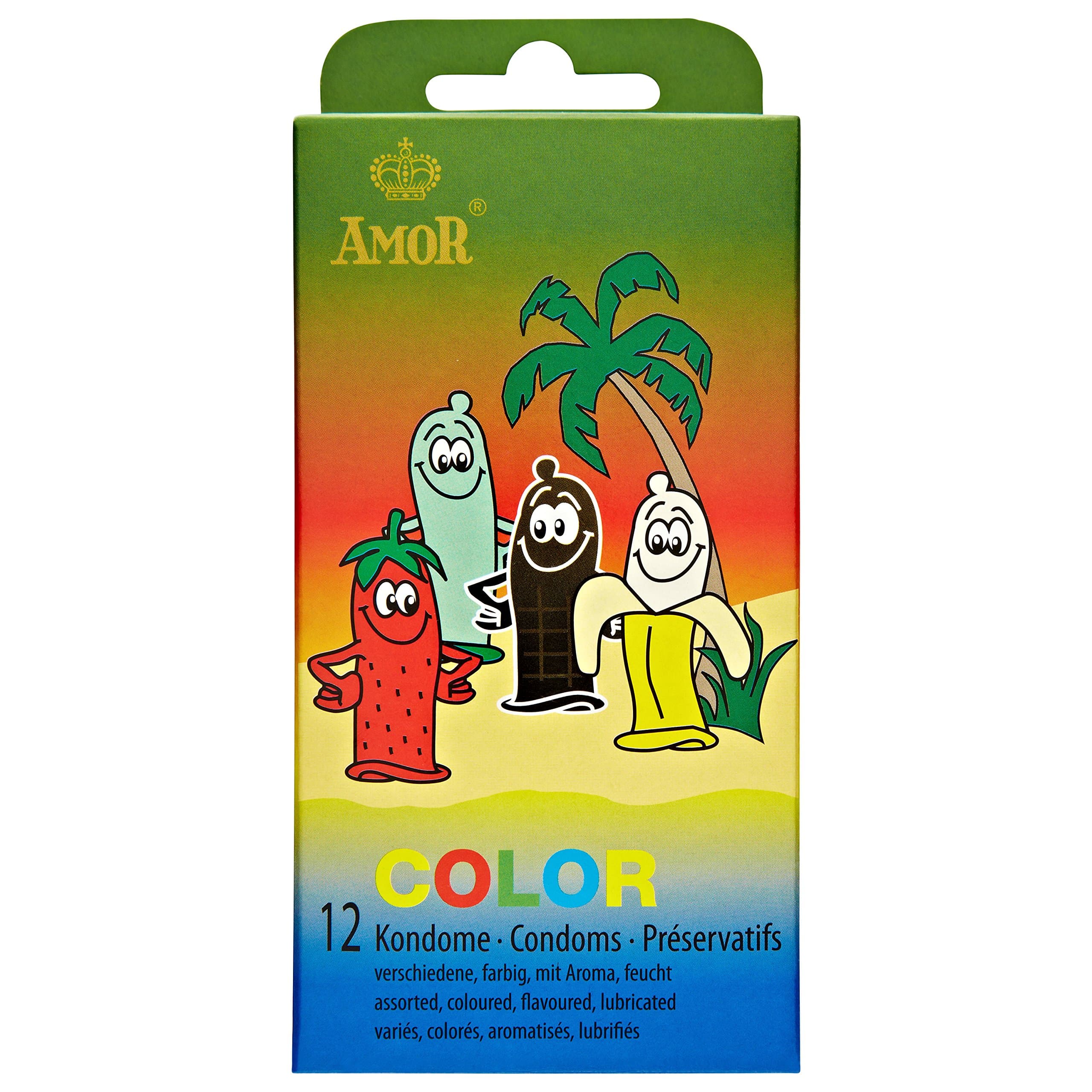 AMOR® "Color" 12 Pack Condoms, for a Natural Feeling, Thin and with Extra Lubrication