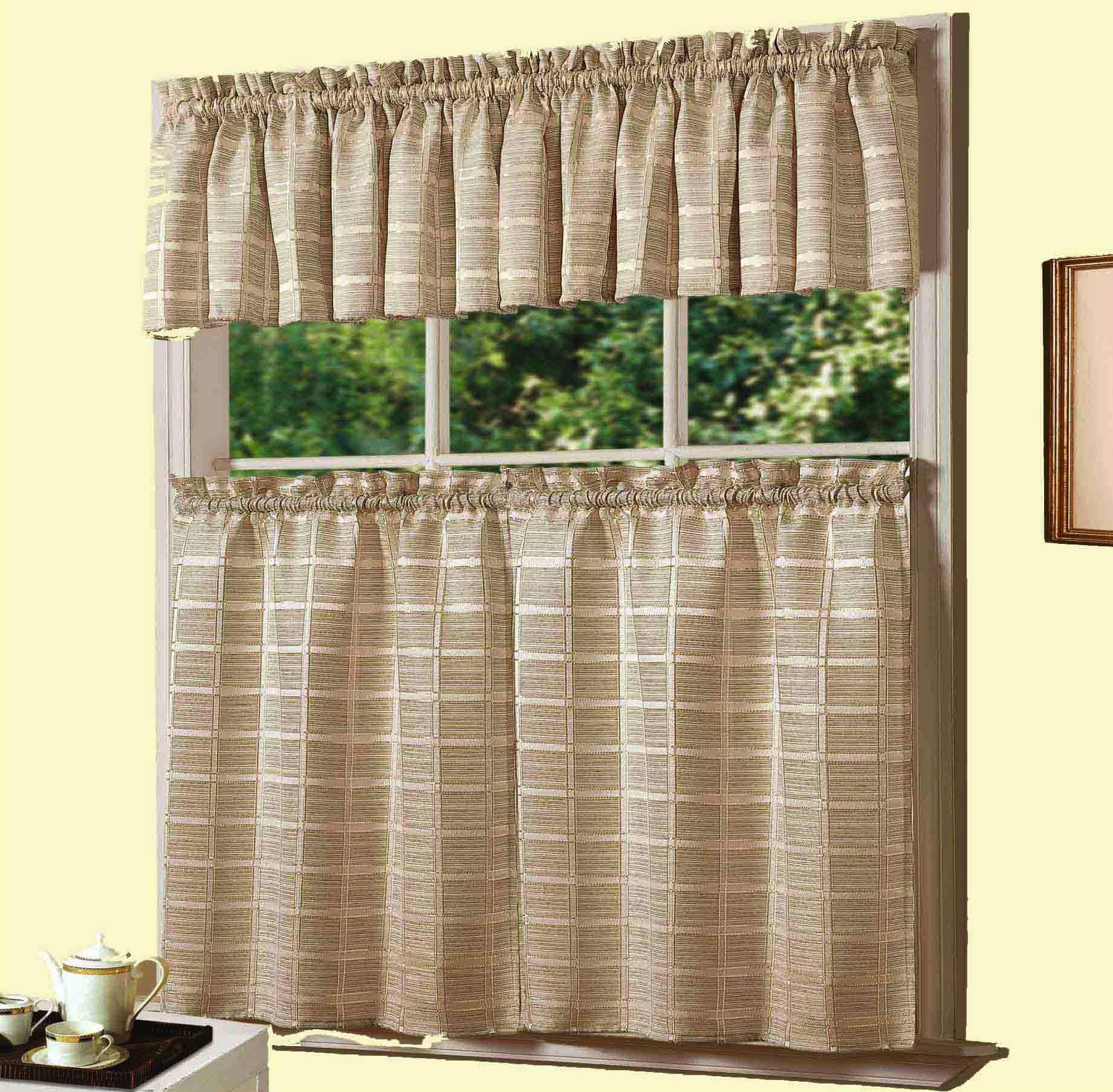 Dainty Home Jeanette Kitchen Curtain Set, Ivory