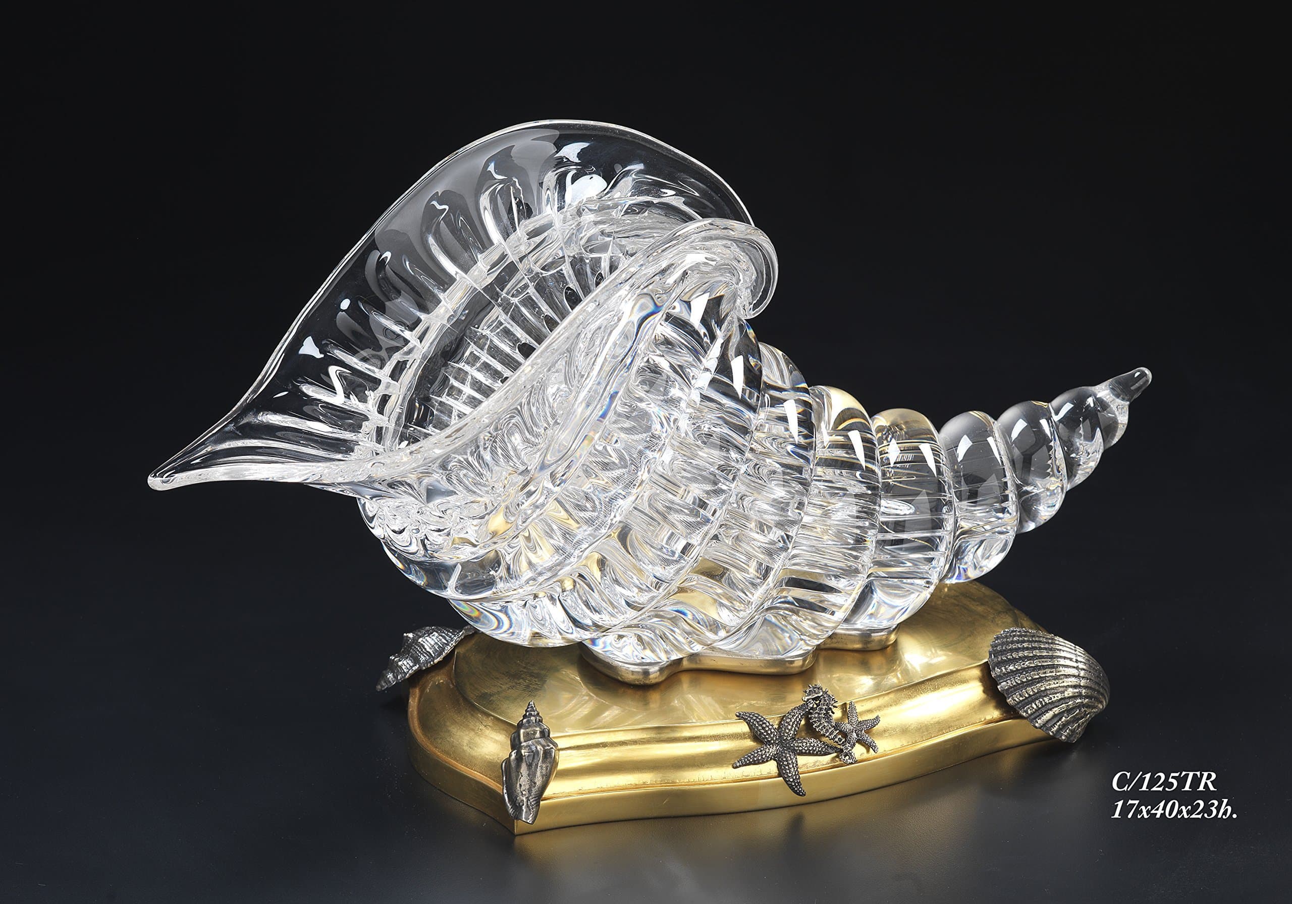 BLUX C125TR - Clear crystal cornucopy with a bronze gold and antic silver shells base