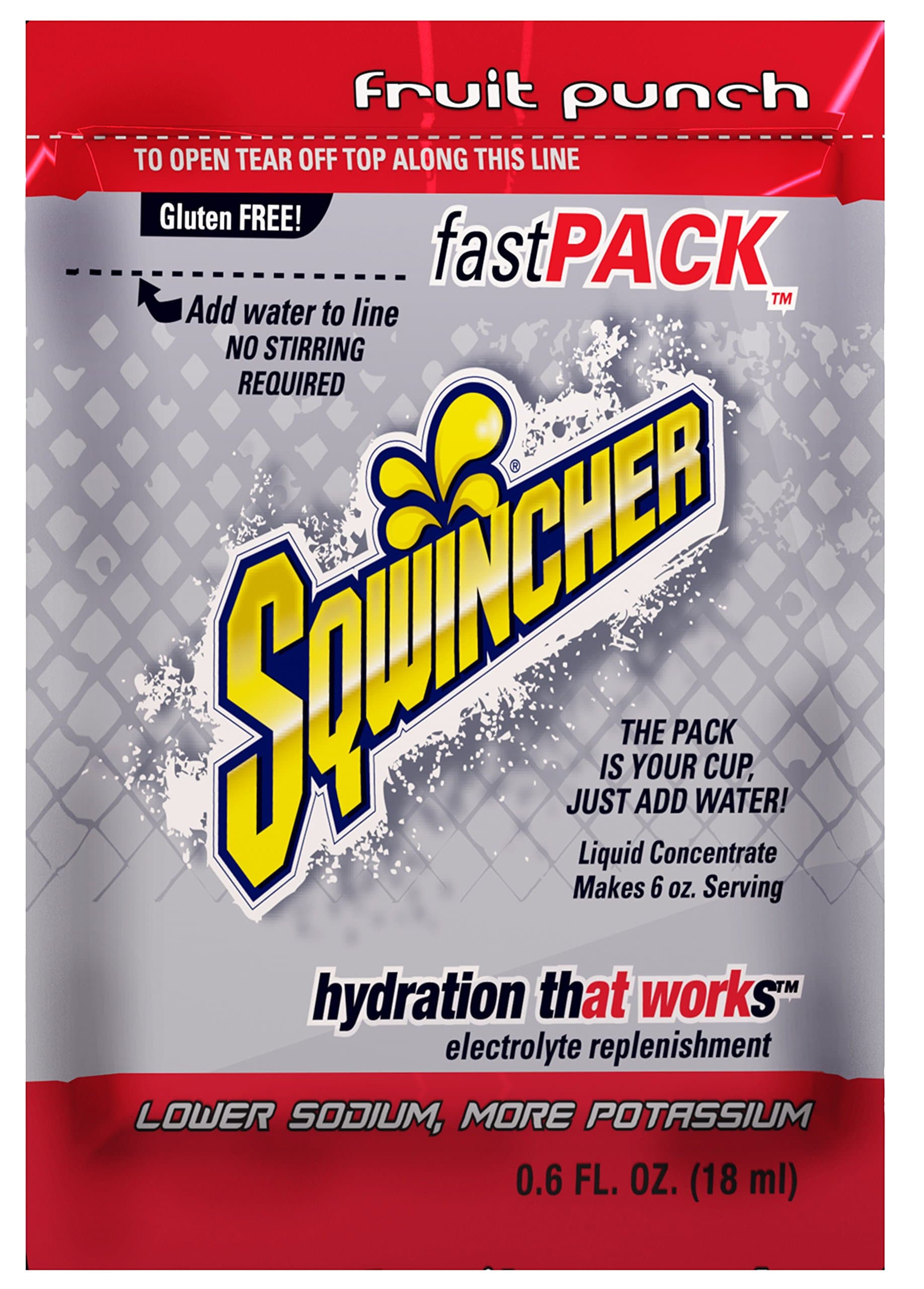 Sqwincher 015305-FP Fast Pack Liquid Concentrate Packet, 6 oz, Red, Standard (Pack of 50)