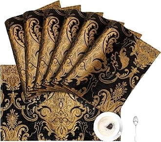 Placemats 30x45cm, Luxury Table Mats for Dining Room/Restaurant/Banquet/Festival Decoration (Set of 6, Black)