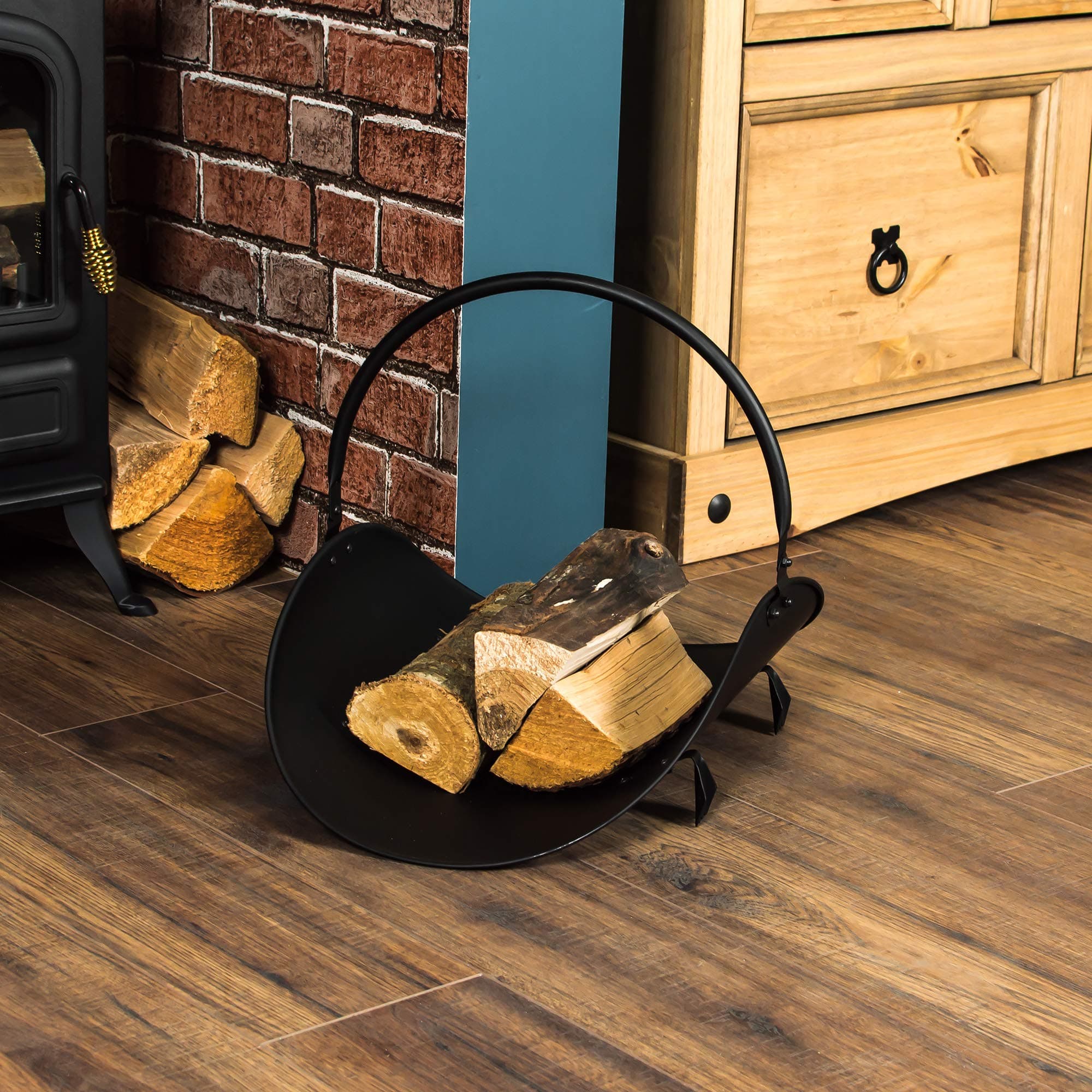 Fire vida Log Holder Black Fireside Accessory Steel Rack Stand Storage