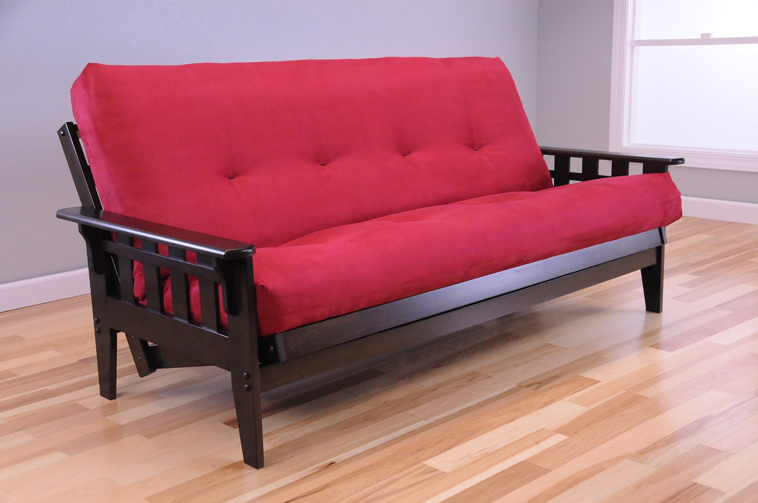 Wooden Futon Mission Style Espresso Java Dark Brown Wood Frame with Full Size Mattress and Optional Drawers for Storage