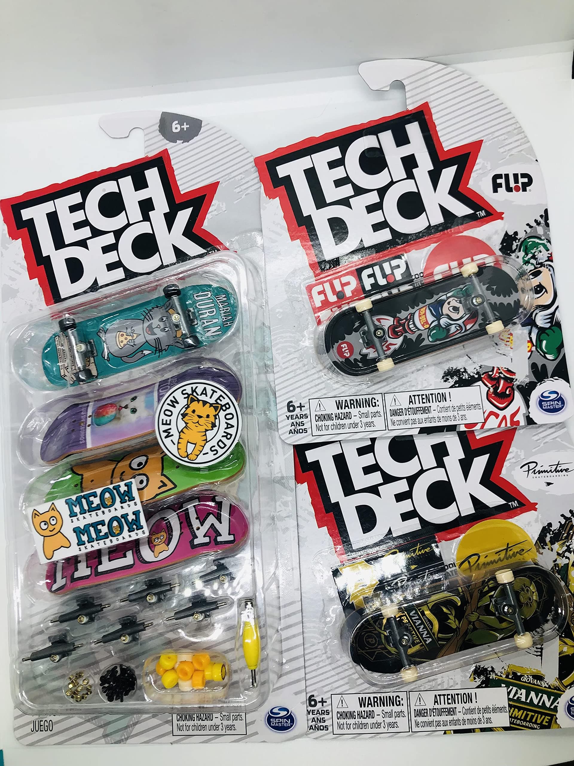TECH DECKMeow Skateboards Ultra DLX 4 Pack Fingerboards Plus 2 Bonus Single Boards - Styles Vary