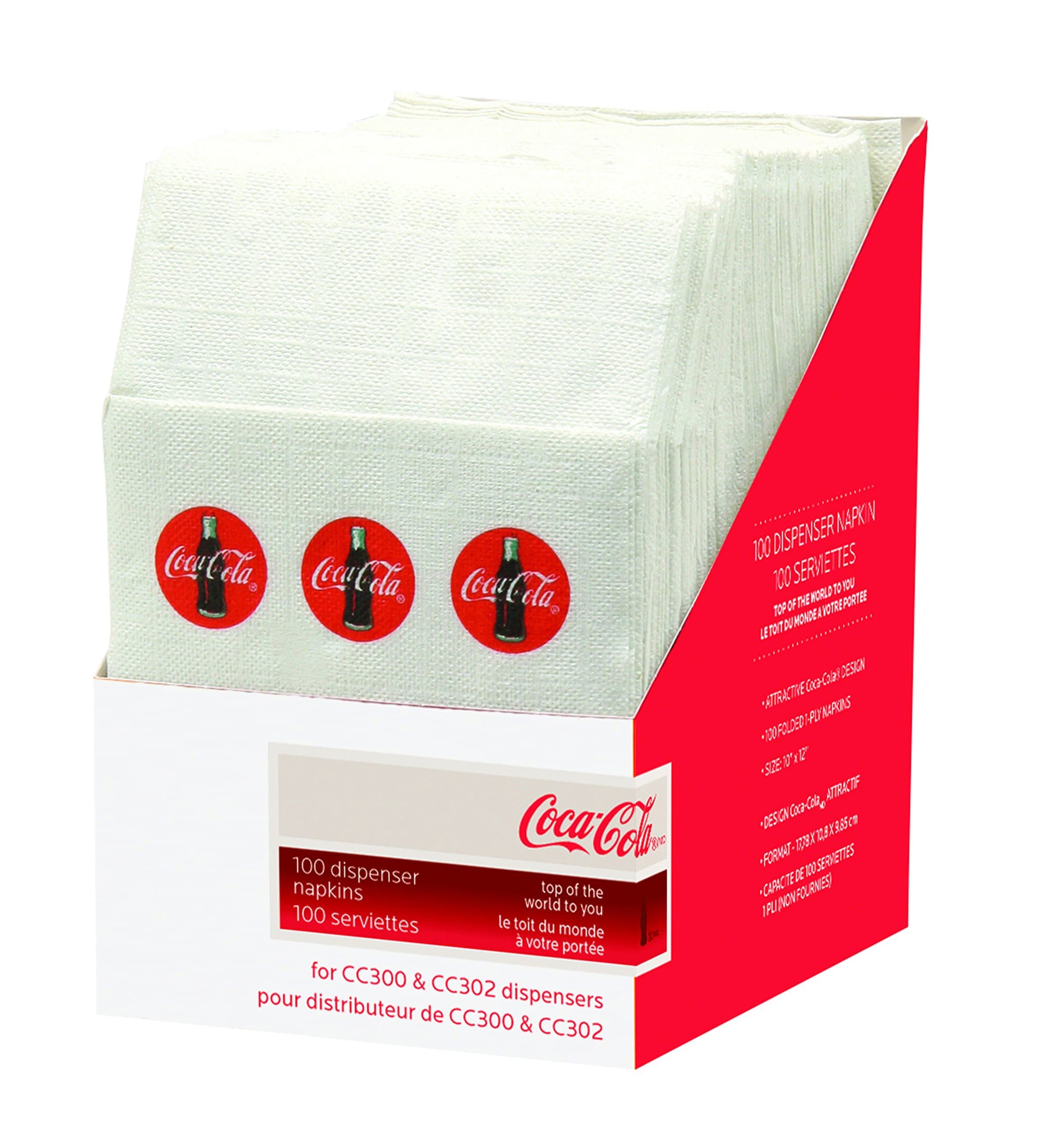 CC326 Coca-Cola Napkins (100 Pack), Half, Red