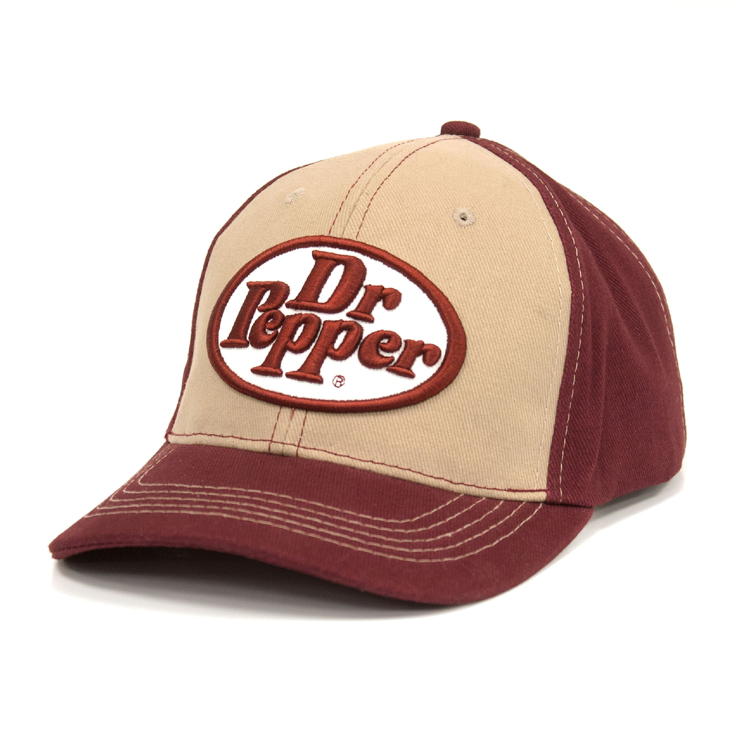 Men's Red Baseball Cap - Dr Pepper Oval Logo - Adult Size - Spring/Summer - Color Block - Cotton - Baseball Fans