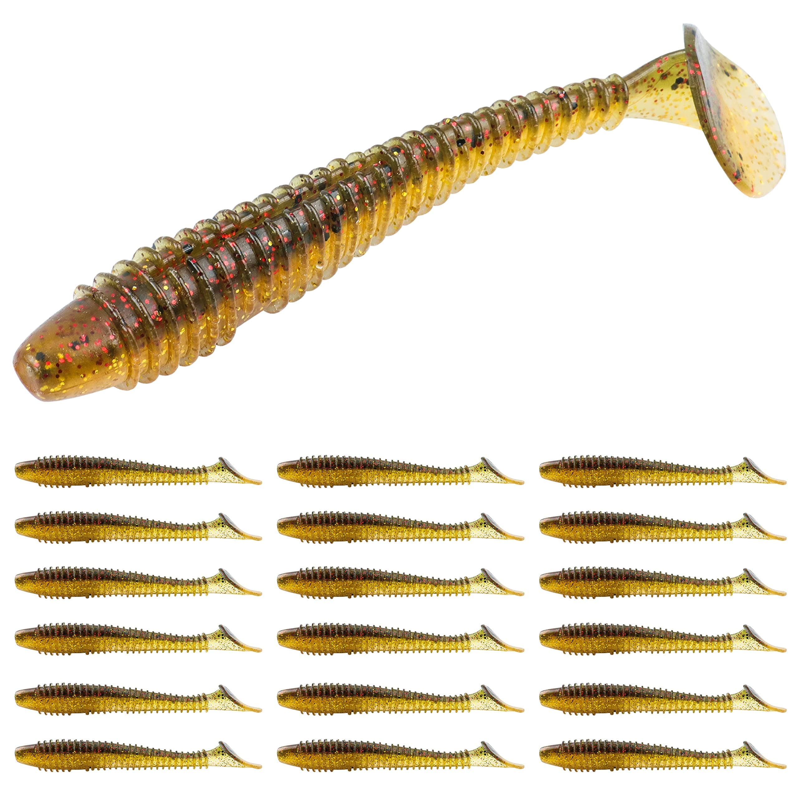 RUNCL Swimbaits Paddle 10/20/30/40PCS, 5/4/3/2 Inchs Paddle Tail, Soft Lure for Trout Crappie Bass, Durable Plastic Bait Swimmer for Saltwater/Freshwater, Fishing Lover's Gift