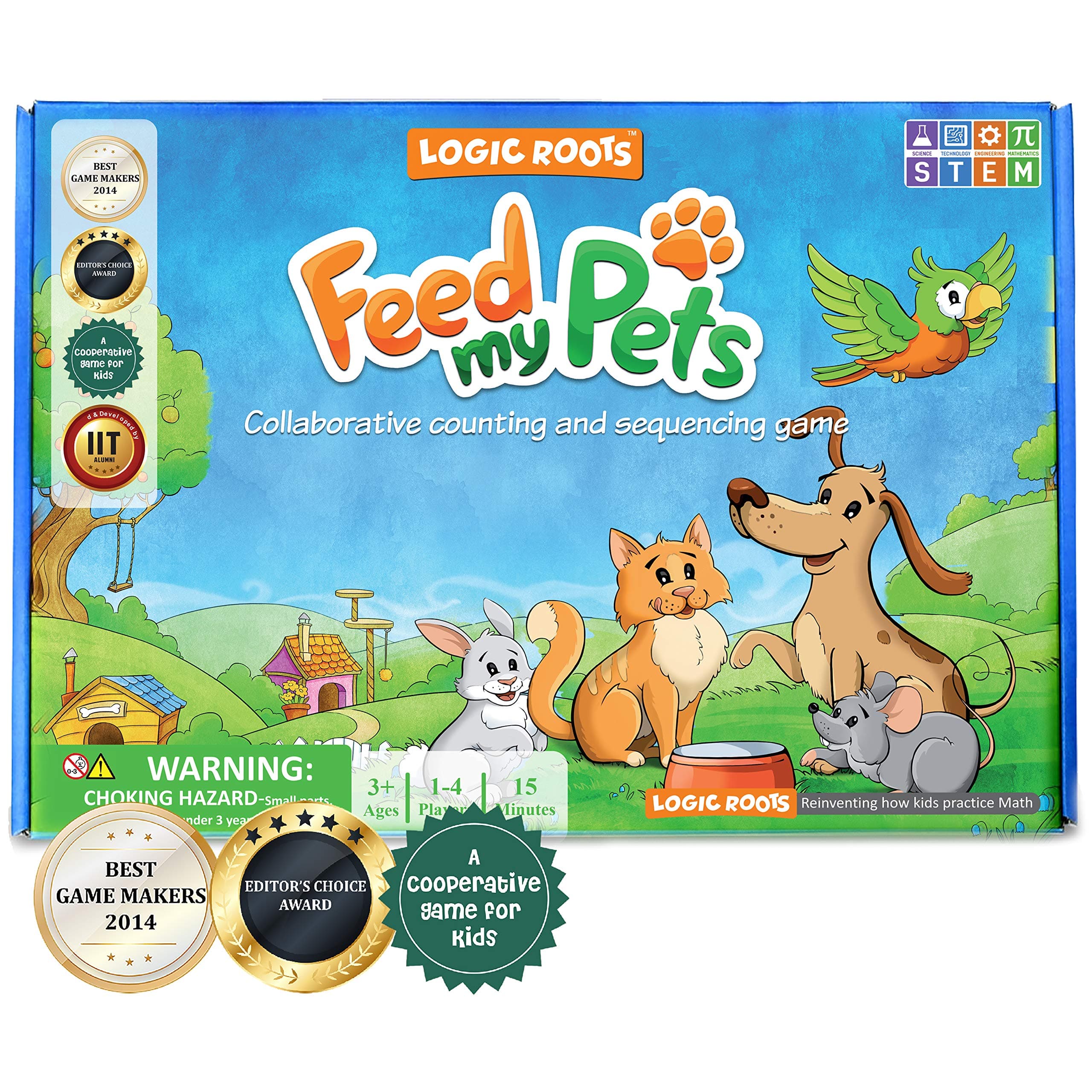 Logic RootsFeed My Pet Early Math Board Game - Fun Toy for 3 - 5 Year Olds, Number Recognition, Sequencing & Counting Games, for Girls & Boys, Homeschoolers, Kindergarten, Toddler & Up