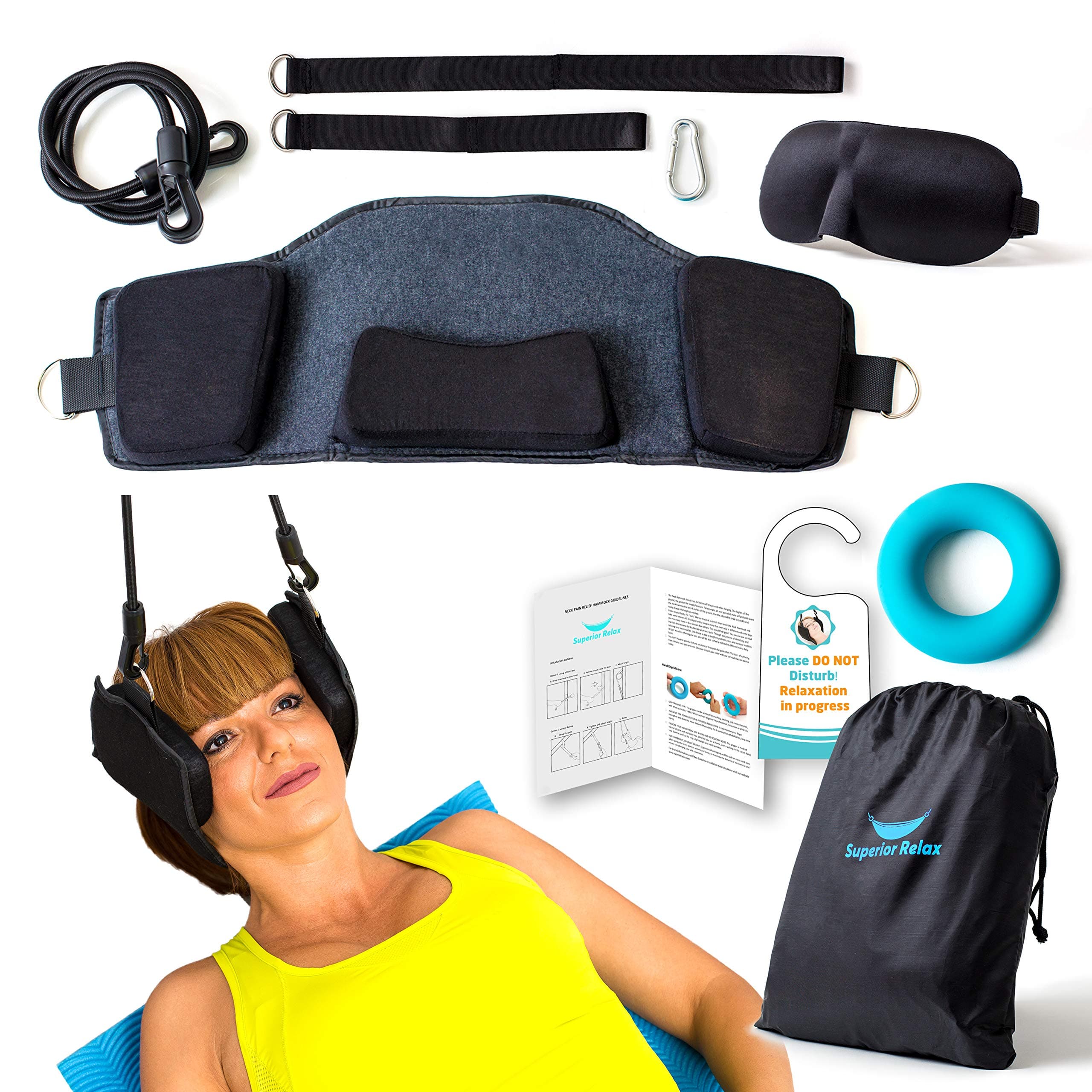 Hammock for Neck Head Pain Relief - Quality Door Strap Decompression Traction Device Relaxer for Your Shoulder Cervical and Back to Remove Discomfort - Ideal to use at Home as Stretcher Therapy