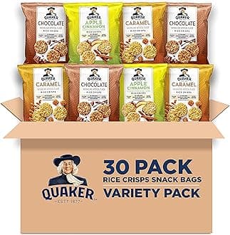 Quaker Rice Crisps, Gluten Free, 3 Flavor Sweet Variety Mix, 0.91oz Bags (Pack of 30)