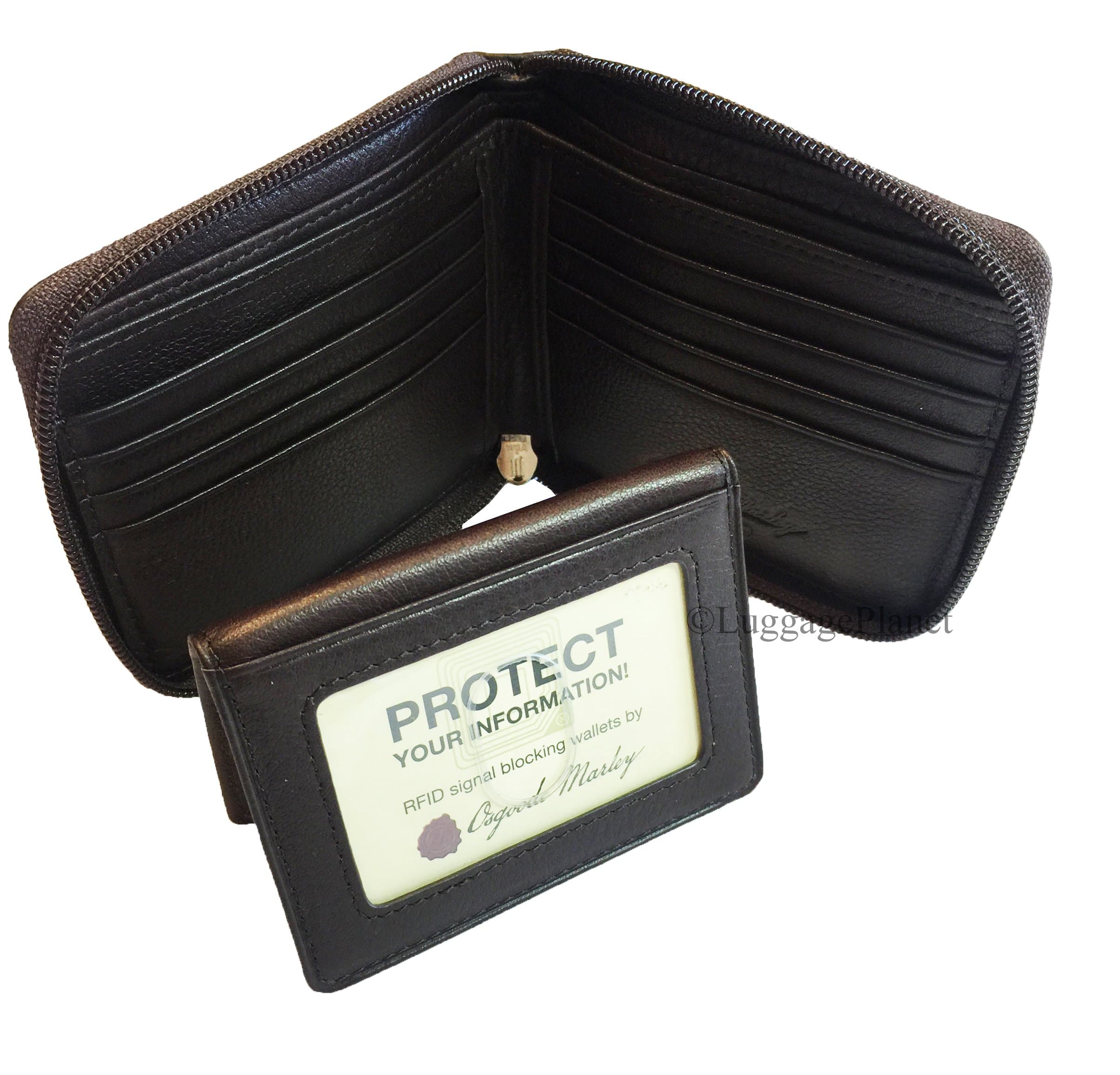 Osgoode Marley RFID Zippered Passcase Leather Mens Bifold Wallet - 1225