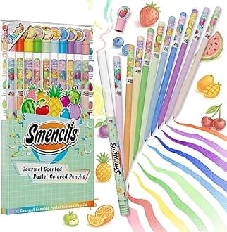 Pastel Colored Smencils - Patented Gourmet Scented Colored Pencils made from Recycled Newspapers, 10 Count, Gifts for Kids, School Supplies, Classroom Rewards