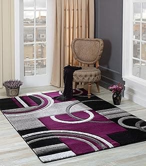GLORY RUGS Area Rug Modern Soft Hand Carved Contemporary Floor Carpet with Premium Fluffy Texture for Indoor Living Dining Room and Bedroom Area (4x6, Purple)