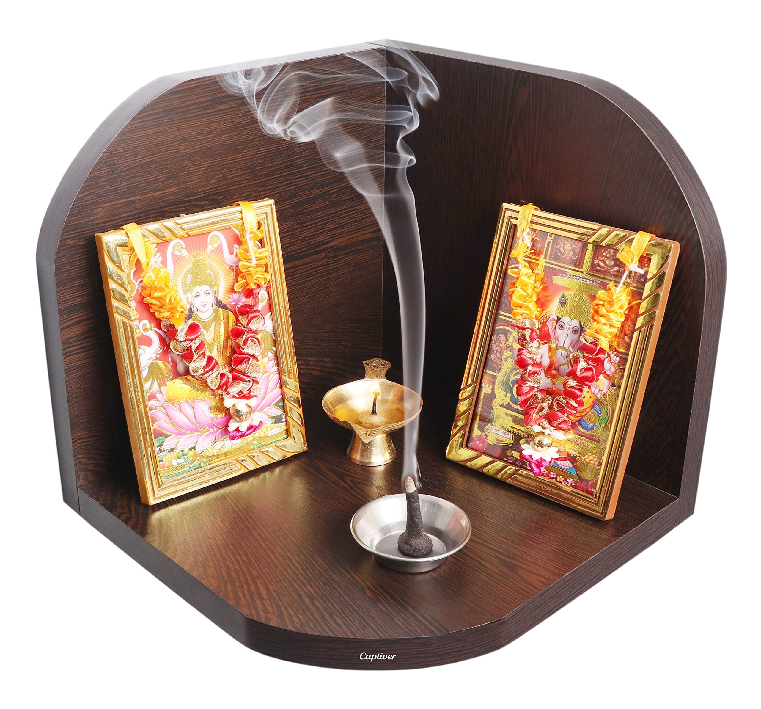 Captiver Niche Engineered Wood Wall Mounted Small Corner Shelf Stands Self (Finish Wenge) Office Living Room Kitchen Bedroom Washroom Storage Multipurpose Shelves Organizer