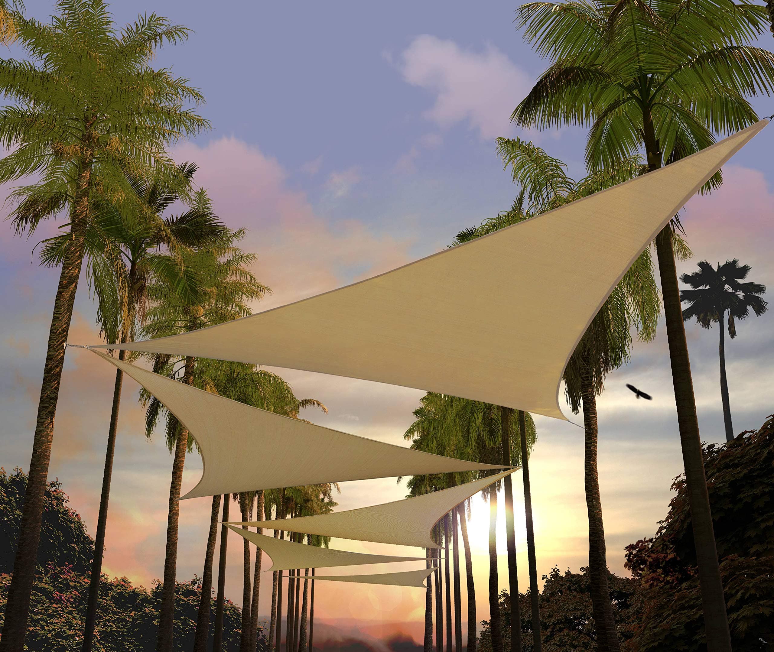 Amgo 8' x 8' x 8' Sand Beige Triangle Sun Shade Sail Outdoor Canopy Awning AGTAPT8, 95% UV Blockage, Water & Air Permeable, 200GSM Commercial Standard Heavy Duty (We Make Custom Size)