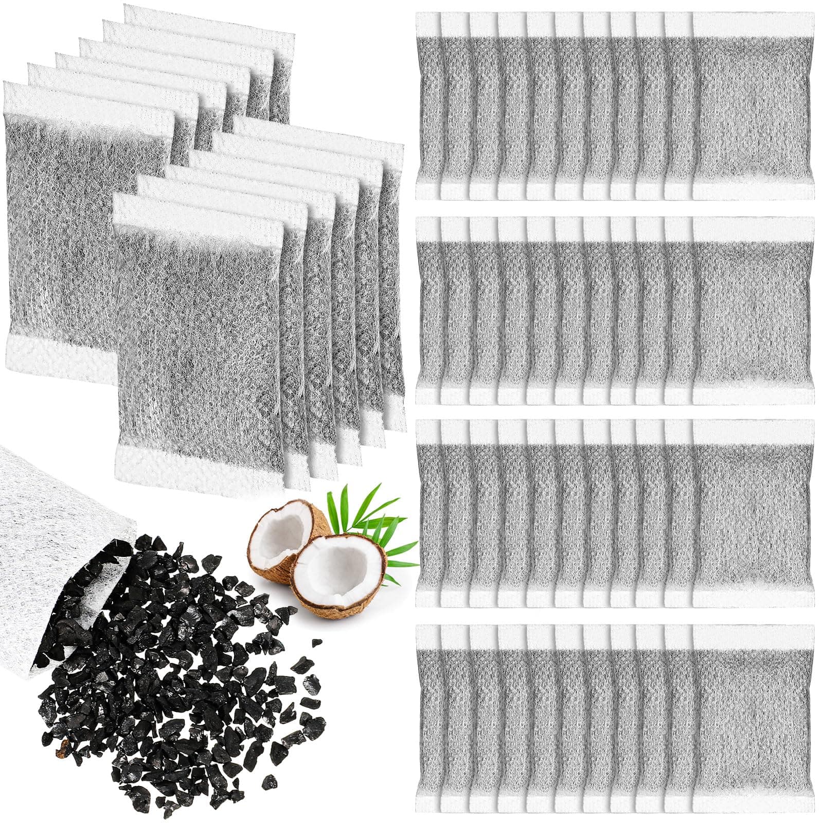 100 Pcs Activated Charcoal Water Filter Coconut Shell Distiller Filters Activated Charcoal Sachets for Most Replacement Countertop Water Distillers