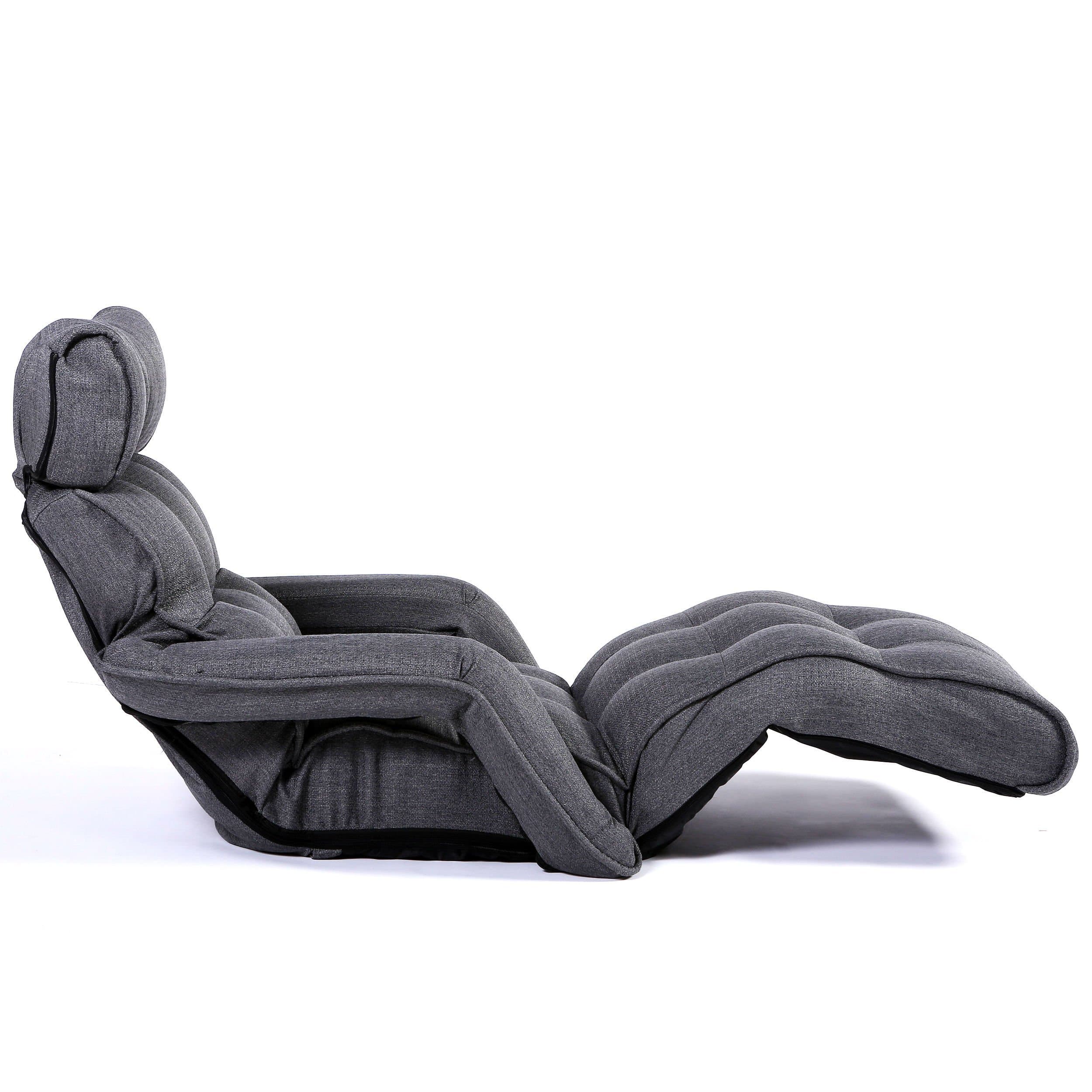 Pro Sofa Chair Multi-Functional Recliner with Armrest Bed, Steel Gray Soft Fabric