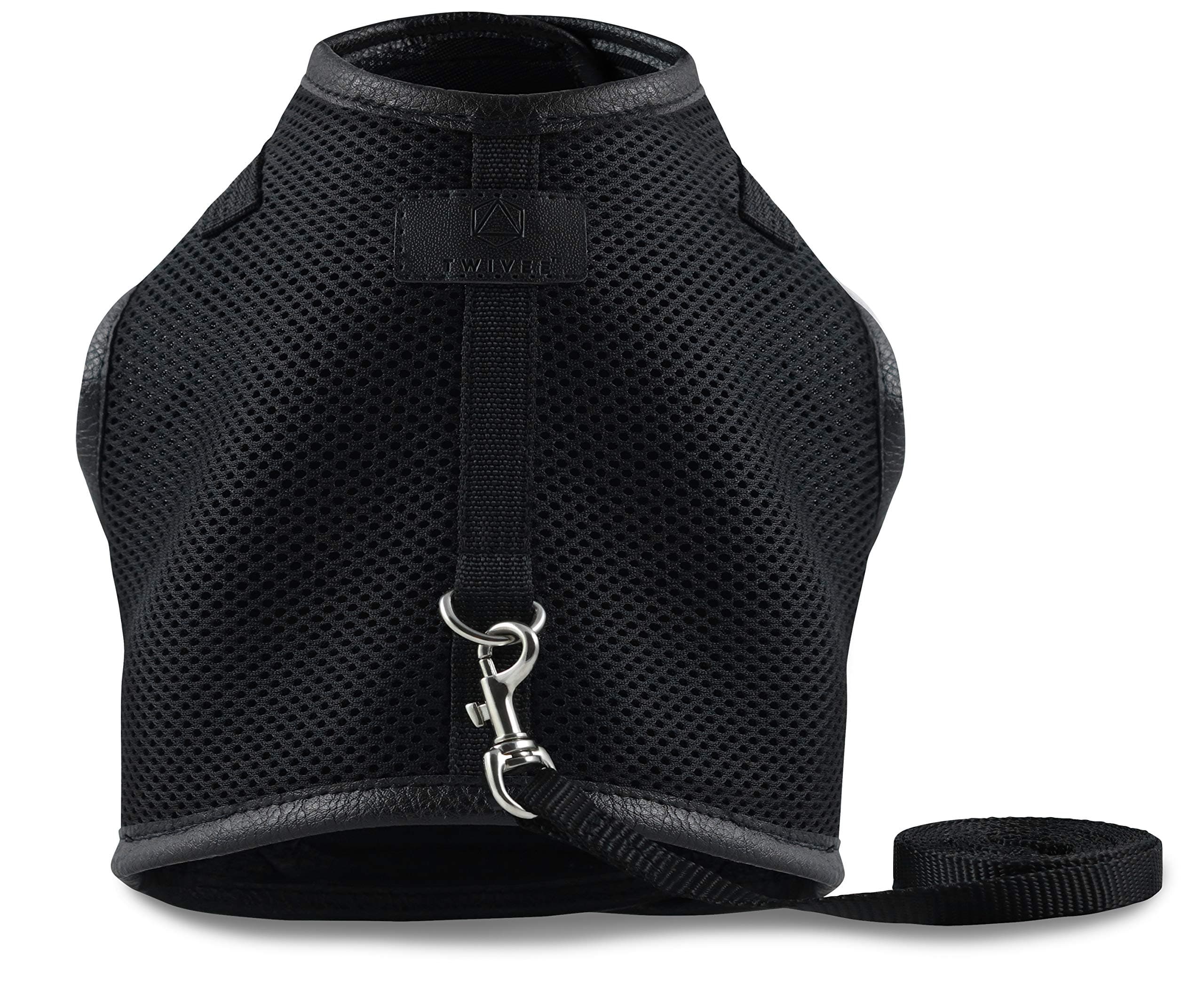 TWIVEE Cat harness with lead – Escape proof – Cat harness fully adjustable – Soft harness black