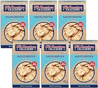 All-American Snack Crackers, Salted Butter, 4 Ounce (Pack of 6), Made with Real Ingredients, Non-GMO, Kosher