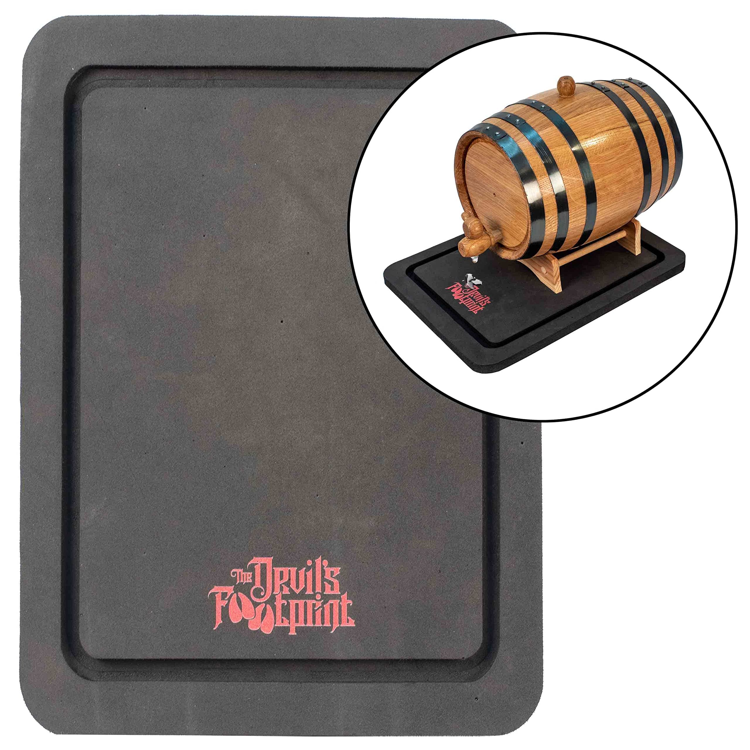 Devil's Footprint Barrel Mat (For 1-5 Liter Barrel Sizes) - For Mini Whiskey Barrels, Oak Aging Wine Barrels - Prevent Stains On Bar Tops, Kitchen Counters and Wood Surfaces