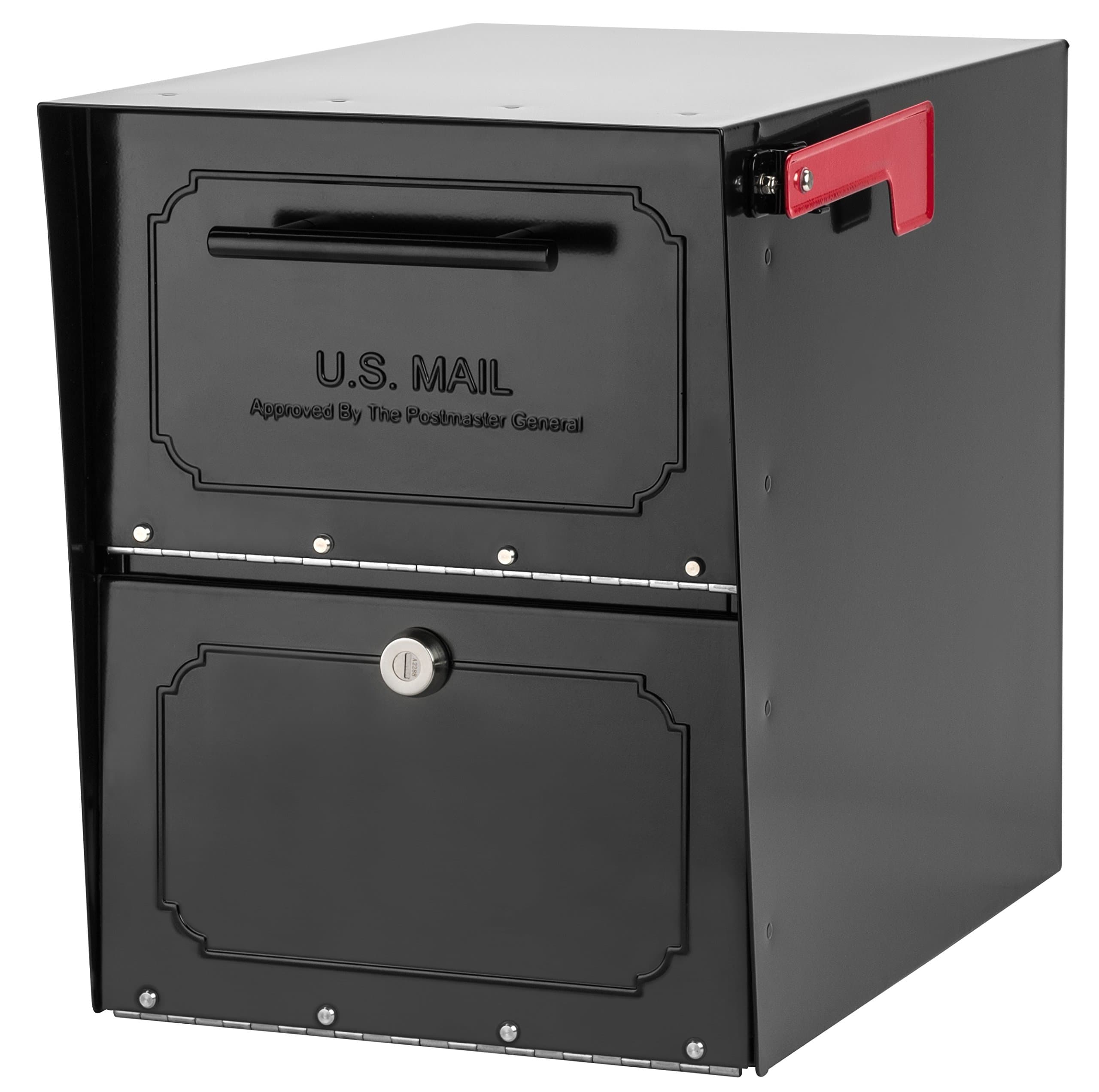 6200B-10 Oasis Classic Locking Post Mount Parcel Mailbox with High Security Reinforced Lock,Black,18.00 x 15.00 x 11.50 inches