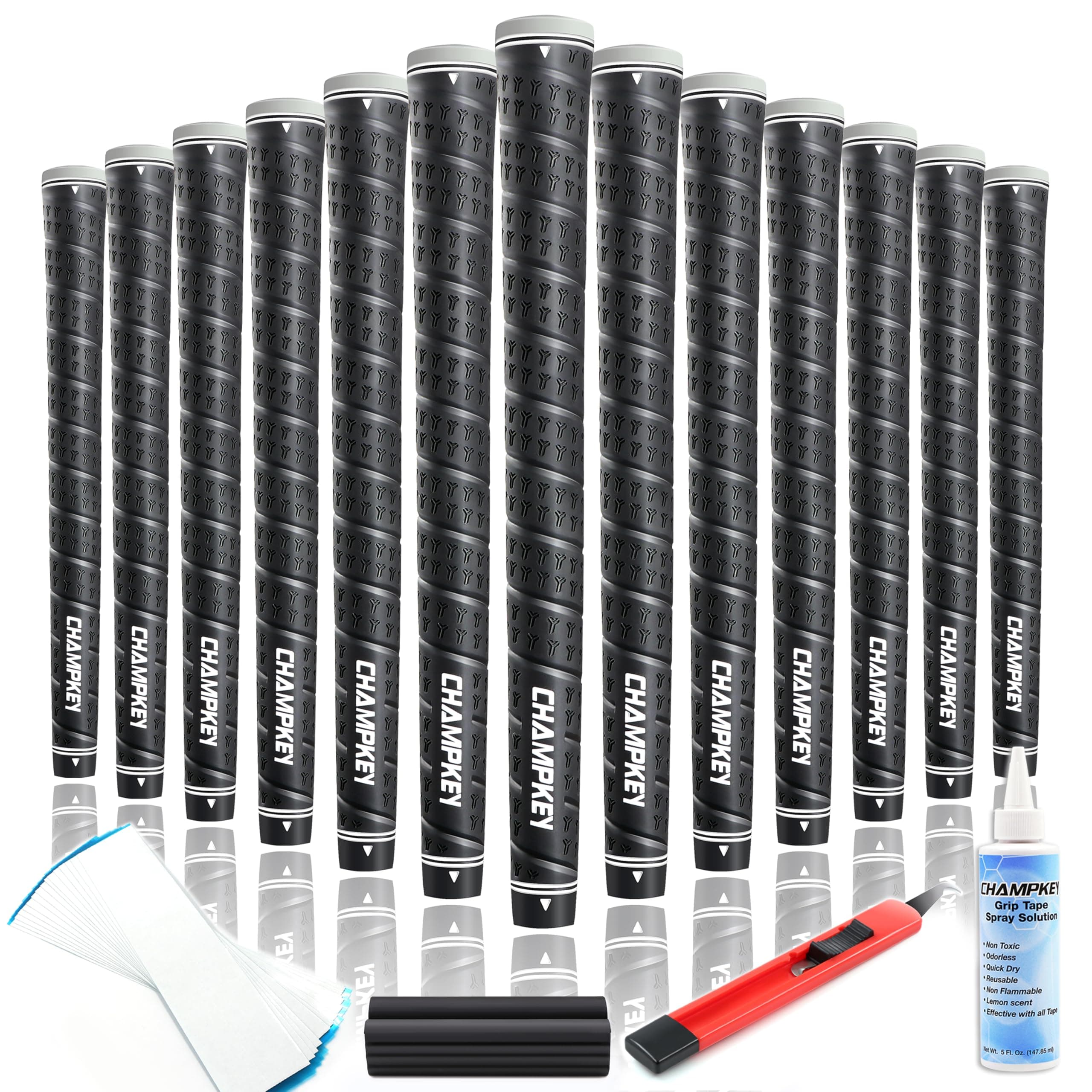 WRAP-Y Rubber Golf Grips 13 Pack with All Repair Kits | All Weather Performance Golf Club Grips | High Traction Golf Rubber Grip with Texture Control Technology