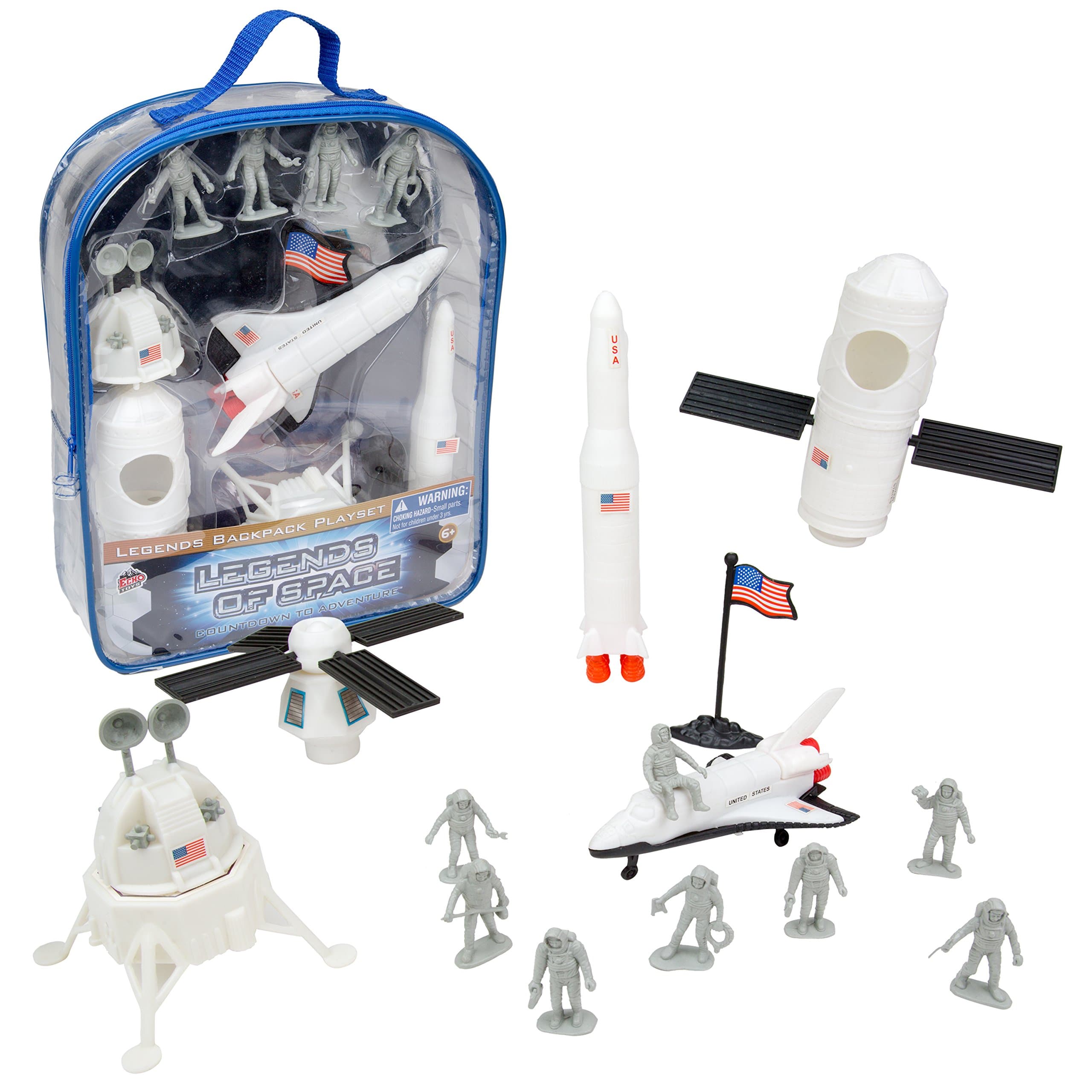 Legends of Space - 22 Piece Space Toy Backpack Playset - With Space Ships and Astronaut Figures