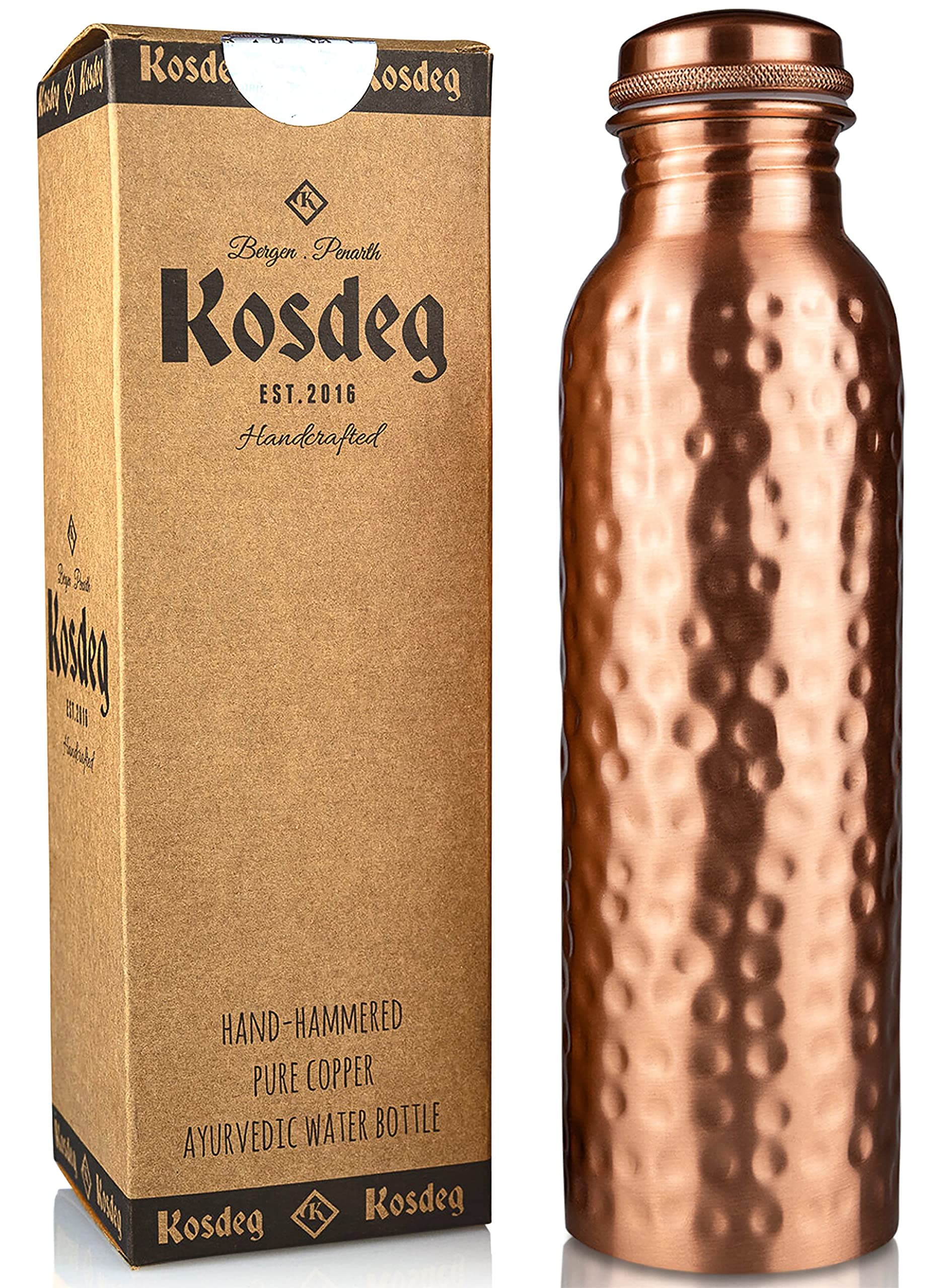 Kosdeg Copper Bottle 1 Litre (Original Hammered Design)