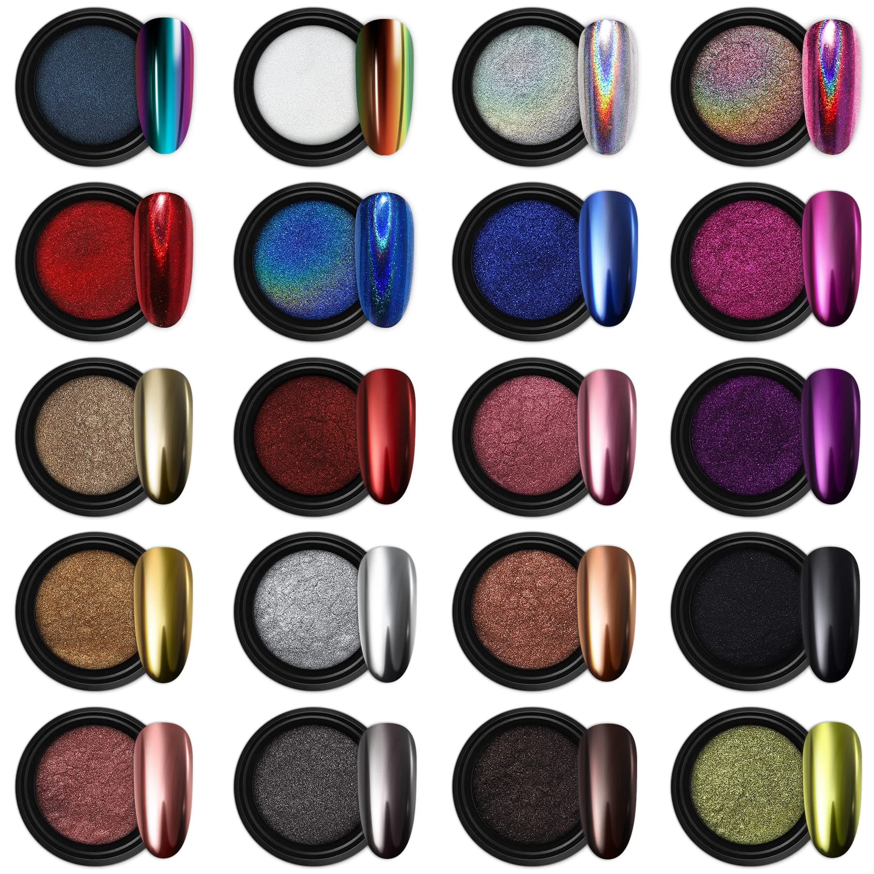 20 Jars Chrome Nail Powder