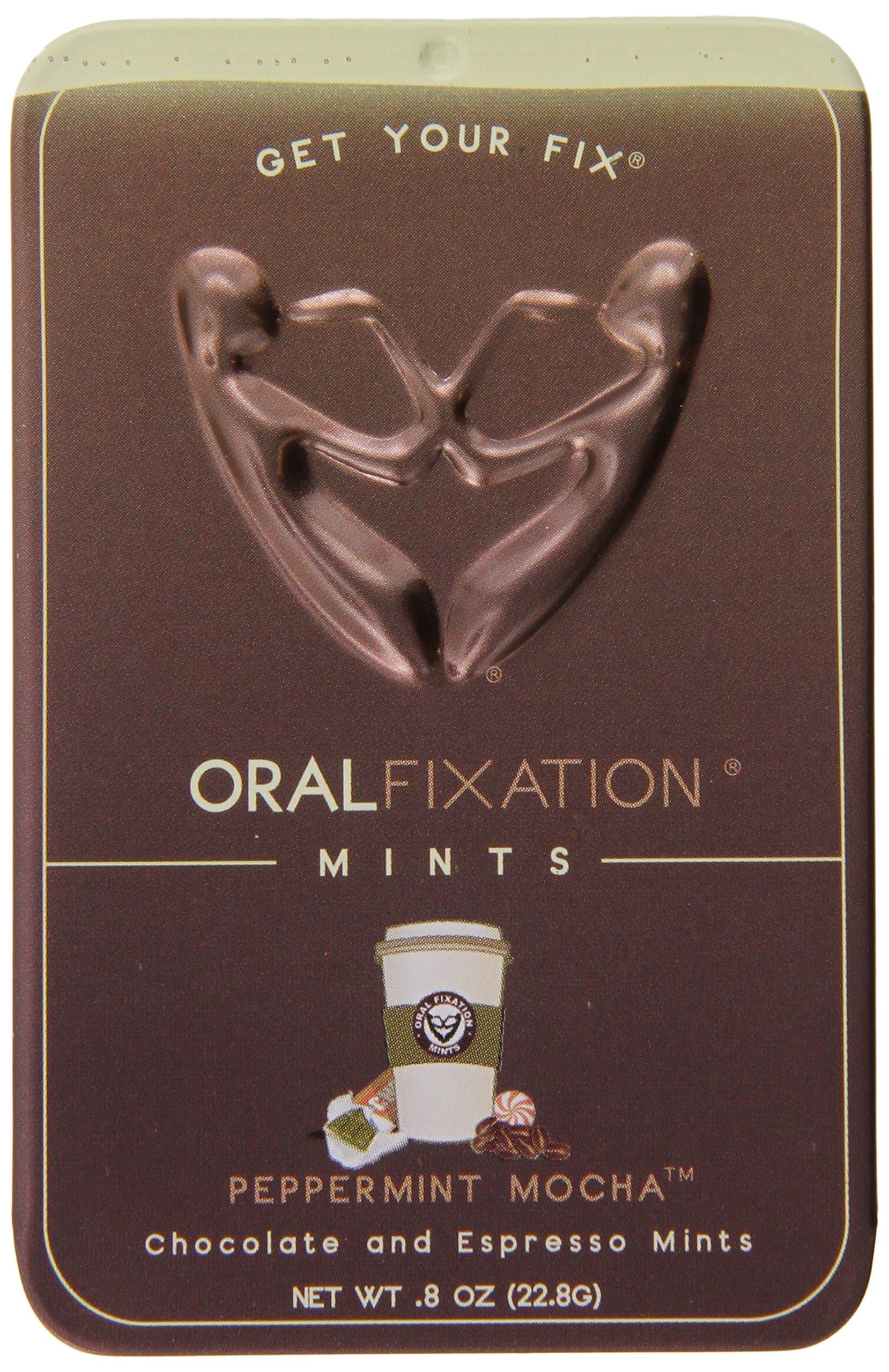 Oral Fixation Mints Peppermint Mocha, Chocolate and Espresso Mints, 0.8-Ounce Tins (Pack of 12)