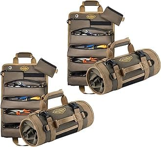 The Ryker Roll Up Tool Bag Organizer Gifts for him (2-pack) Heavy Duty Small Motorcycle Tool Roll Bag Organizer Portable Rollup Toolbag w/Detachable Pouches Mens gifts for Dad, Mechanic & Hobbyist