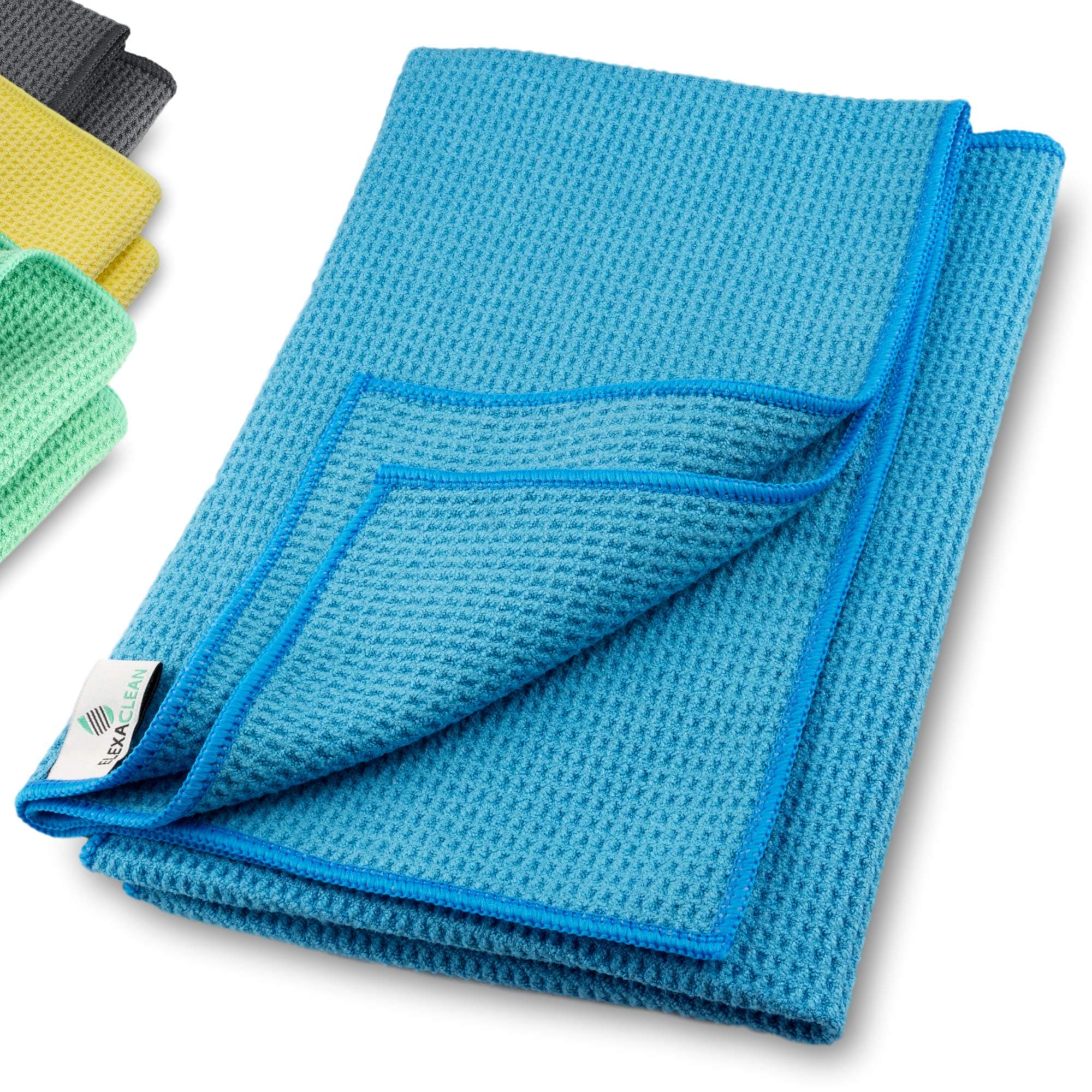 ELEXACLEAN Premium Microfibre Drying Cloths (Pack of 2, 60x40 cm), waffle structure