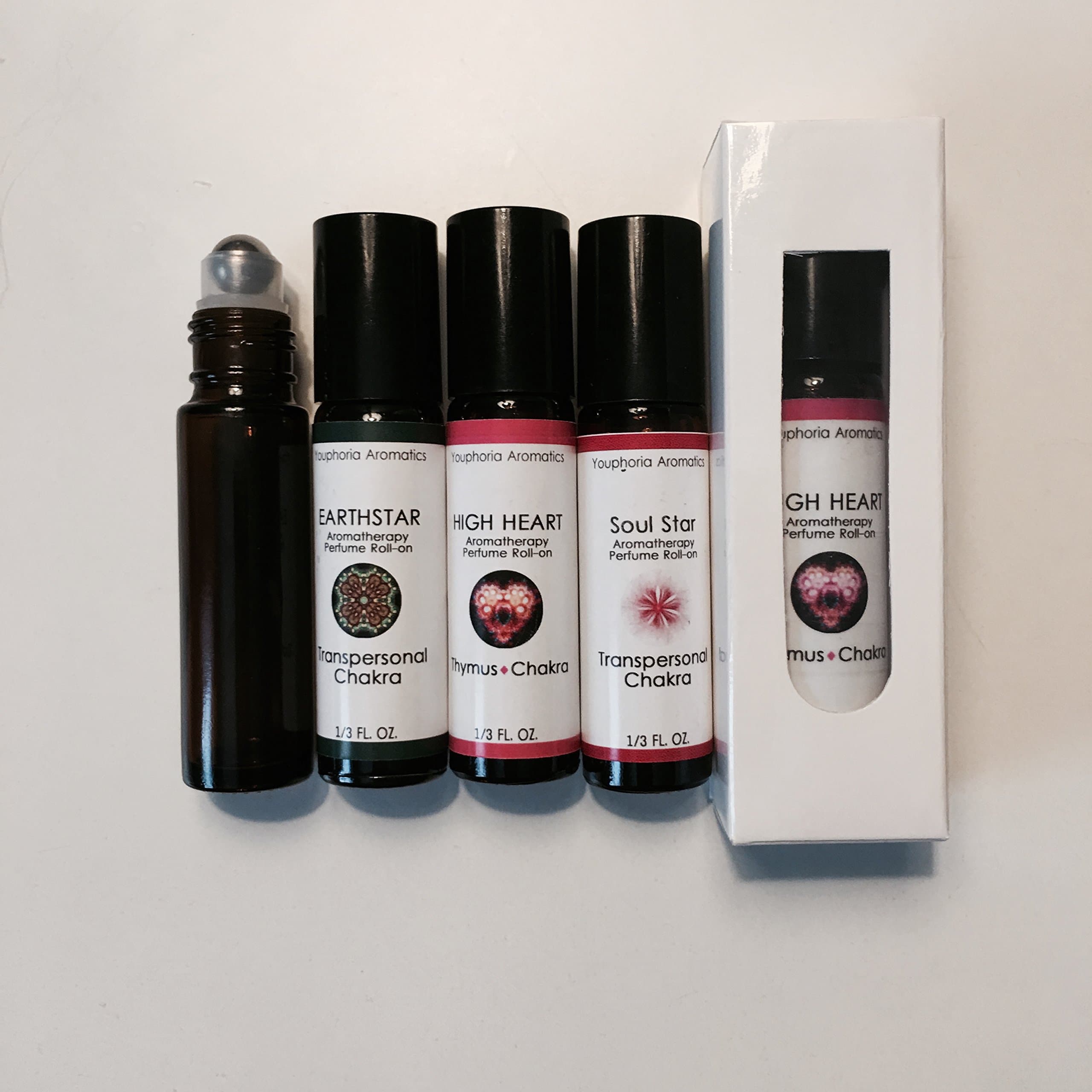 Higher Chakra Power Pack, includes EARTH STAR, HIGH HEART, & SOUL STAR Aromatherapy Perfume Roll-Ons by Youphoria Aromatics