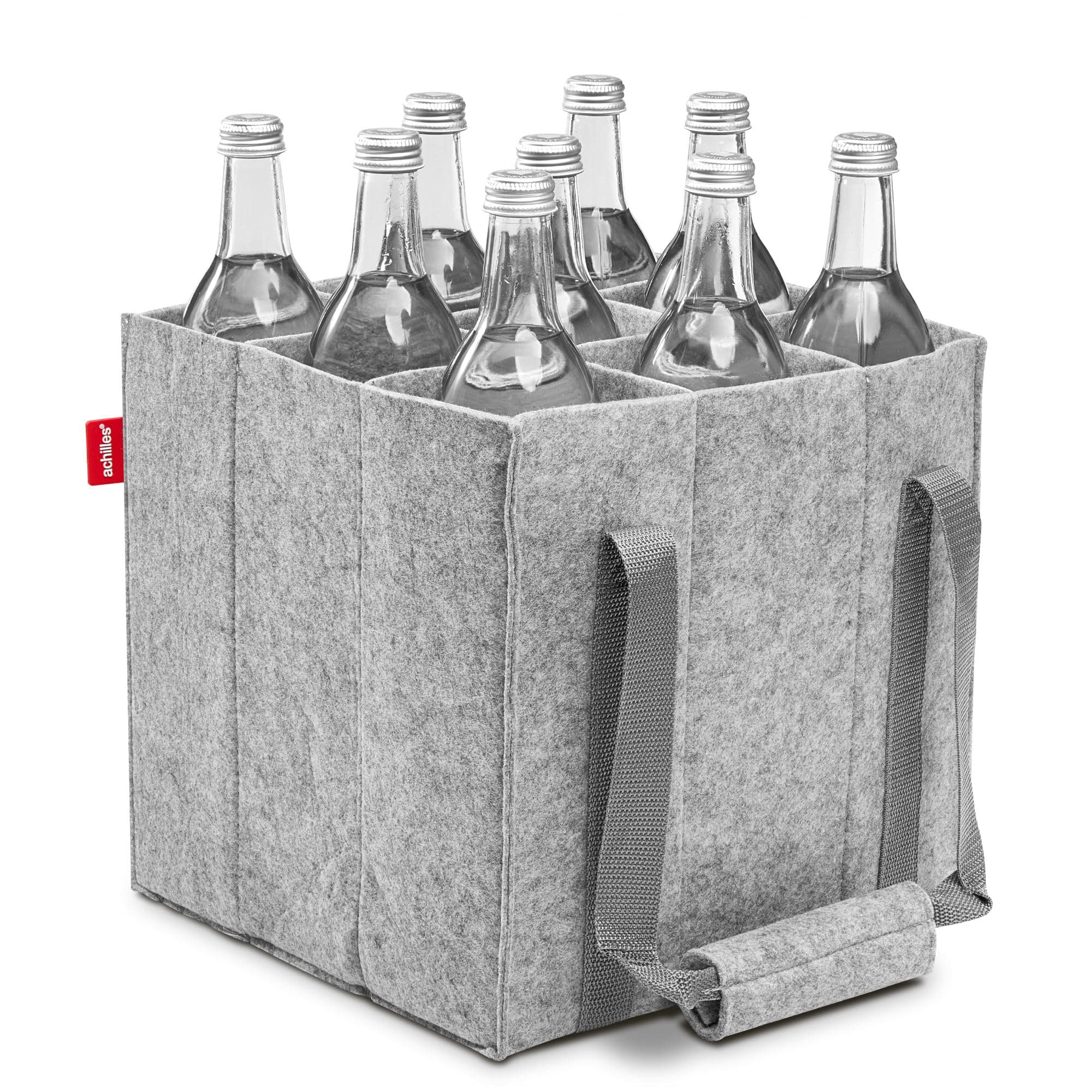 Achilles Bottle Bag Case, 1.5 Liters, Felt, Grey, Also for Water or Wine Bottles, Up to 14 kg, Bottle Bag