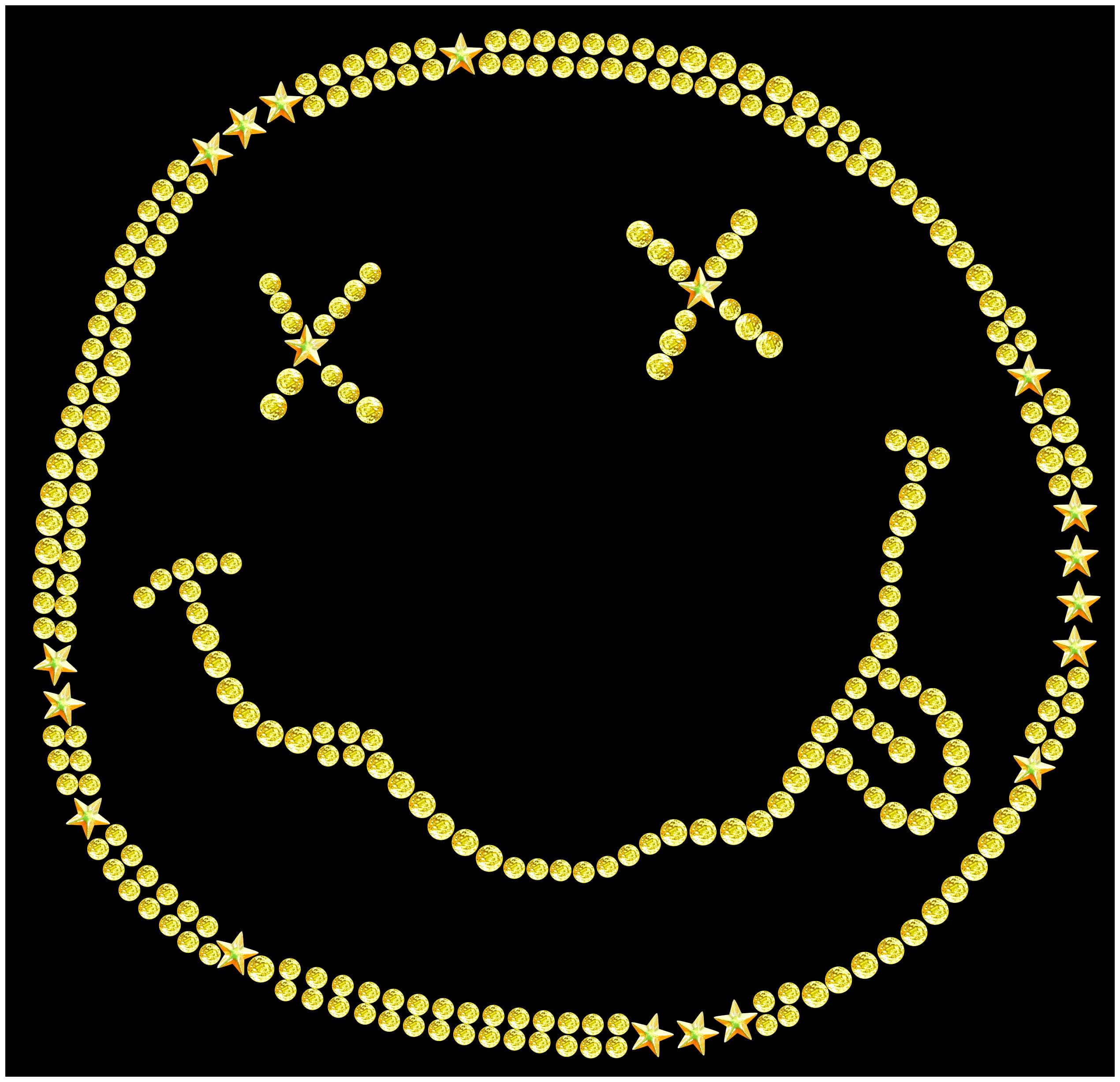 Nirvana Smiley Large Rhinestud Iron On Transfer 8" x 8"