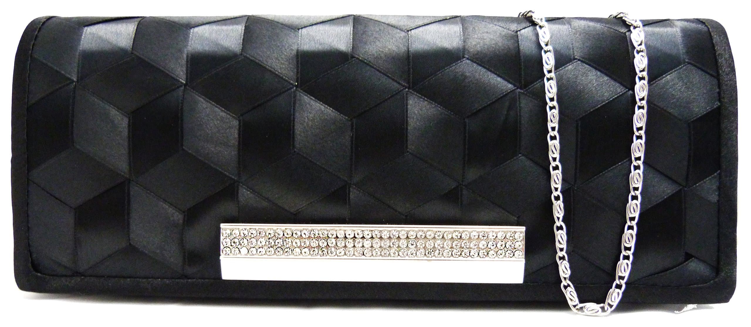 Women's Clutch Handbag With Black Strass – -