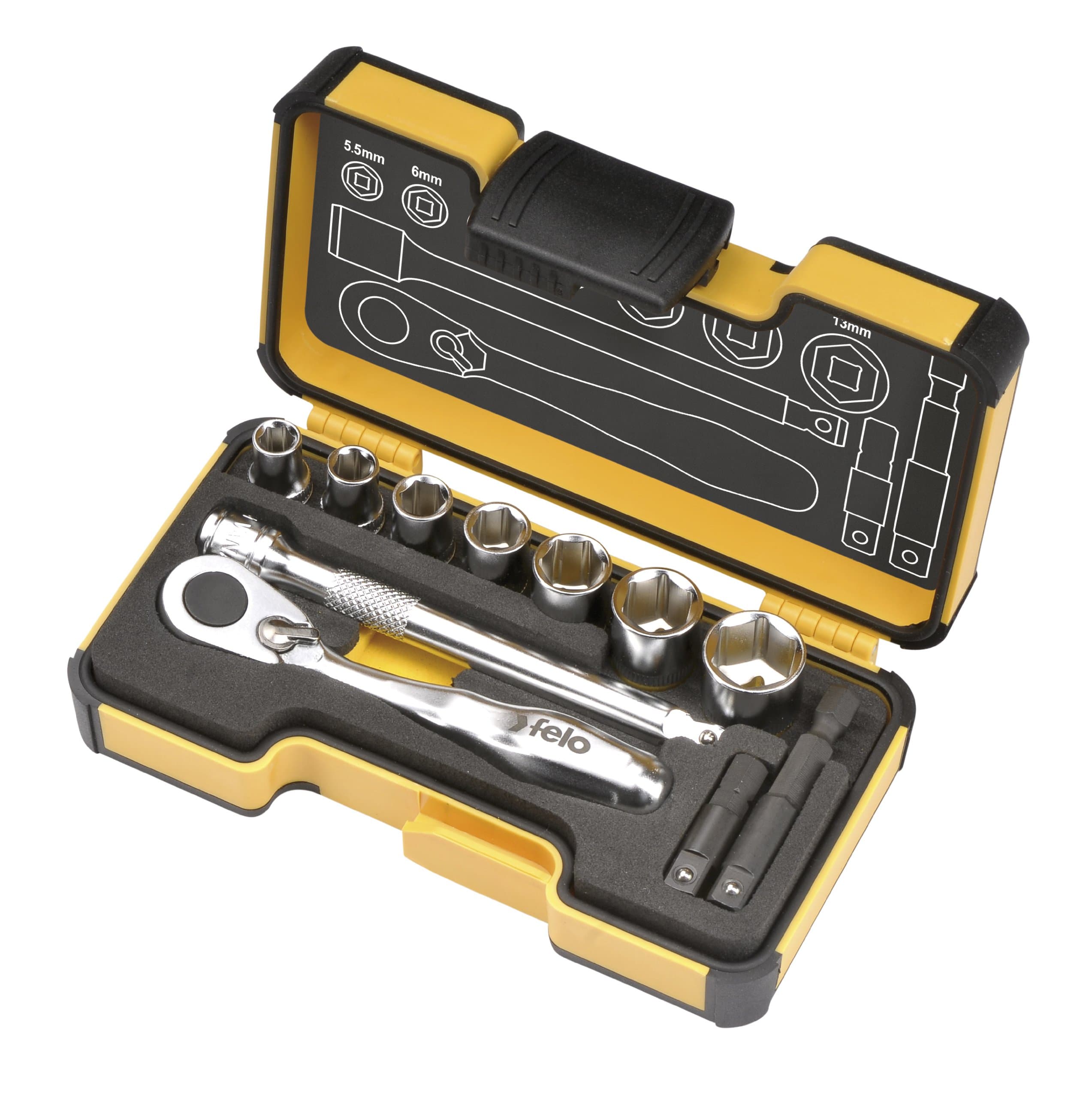 Felo05771106 Extra-Small Toolbox with Ratchet and Bits - 11 Pieces