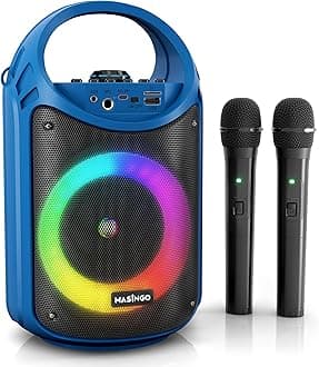 Karaoke Machine for Kids and Adults with 2 Wireless Bluetooth Microphones, PA Portable Speaker with Colorful LED Lights, Supports TF Card/USB, AUX/MIC in, TWS for Home Party, Burletta C10 V2