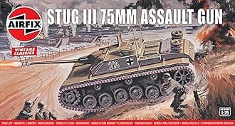 Vintage Classics Set - A01306V Stug III 75mm Assault Gun - Plastic Model Tank Kits for Adults & Children 8+, Set Includes 79 Pieces, Sprues & Decals - 1:76 Scale Model Tank Set