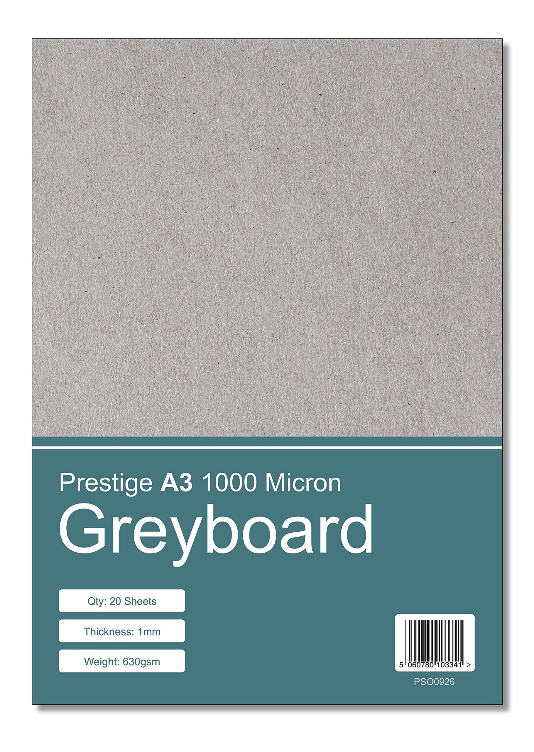 Prestige A3 Greyboard 1000mic - 1mm Thick Craft Grey Board Mounting Backing Modelling Board - 1000 Micron - 20 Sheets