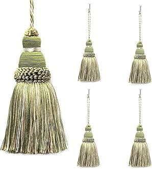 Fenghuangwu Colorful Tassel Key Tassels Elegant DIY Accessories for Curtain and Home Decoration… (Mix Green, 4P)