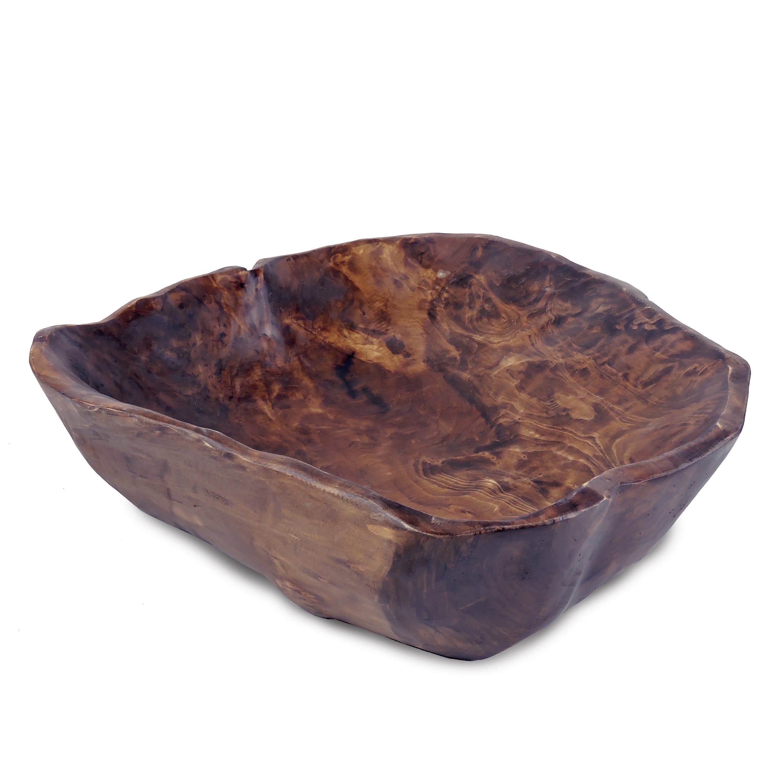 Enrico Extra Large Root Wood Chocolate Serving Bowl,