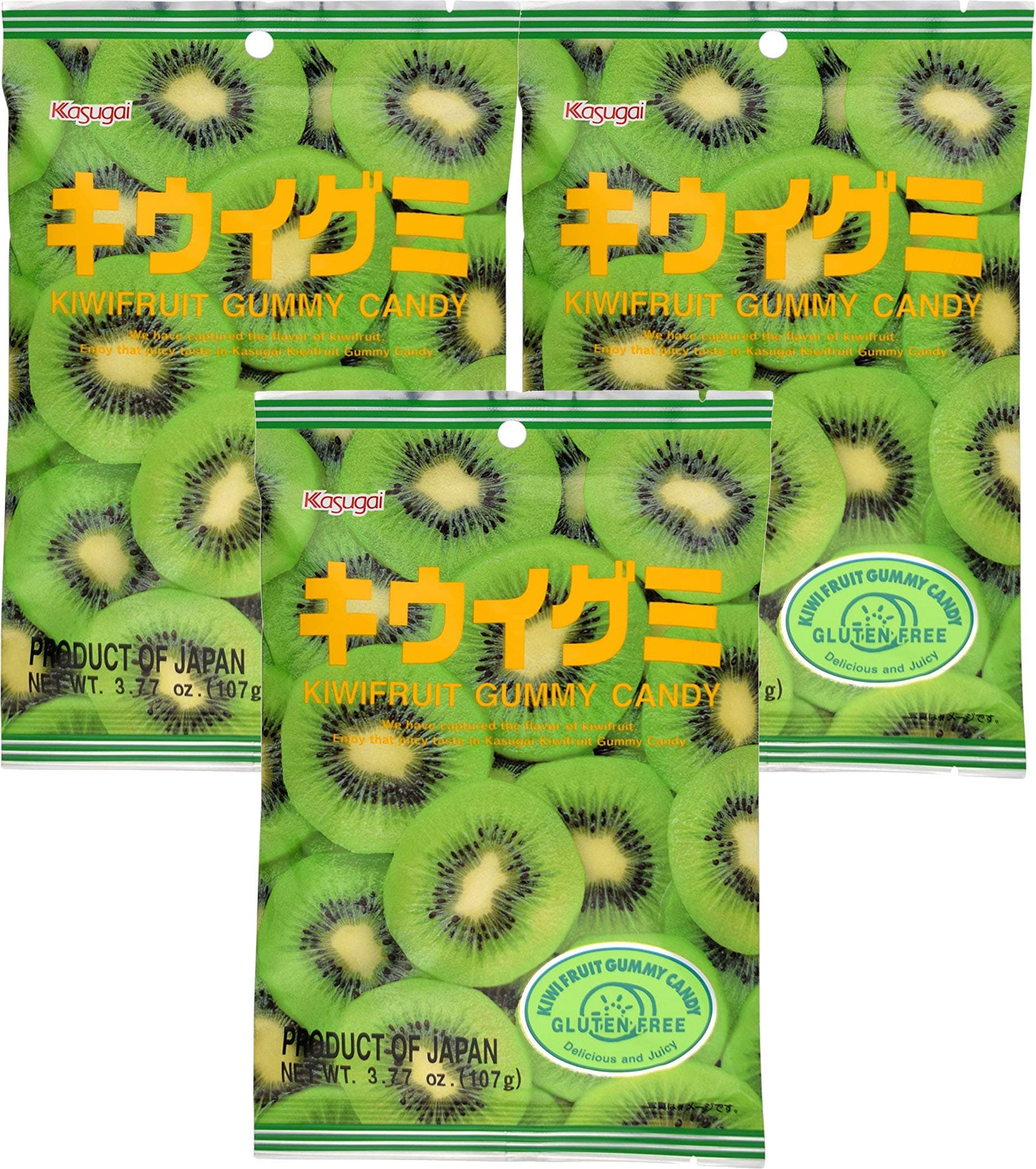 Kasugai Kiwi Gummy Candy 3.77oz (3 Pack)