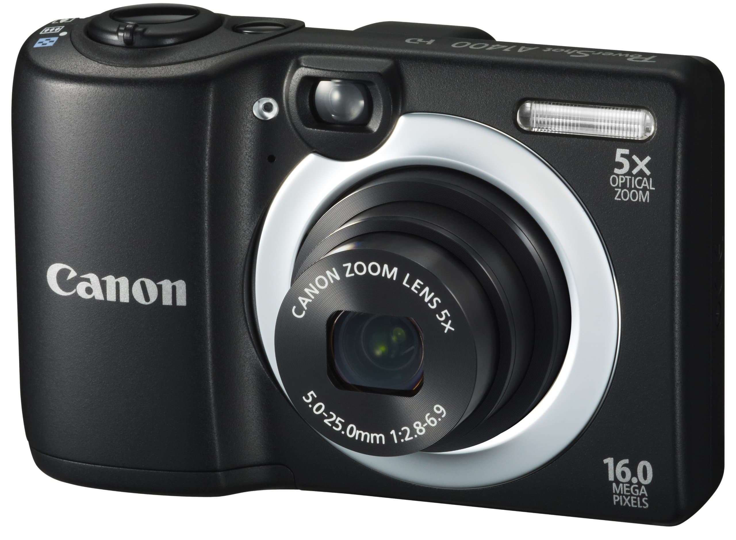 Canon PowerShot A1400 Digital Camera 16.0 MP with 5X Digital Image Stabilized Zoom 28mm Wide-Angle Lens and 720p HD Video Recording 2.7-Inch LCD Black (Renewed)