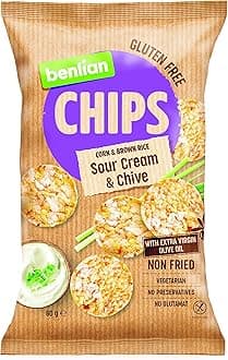 – Gluten Free Chips Corn & Brown Rice, Sour Cream Chive 60g | With Extra Virgin Olive Oil, Non Fried, Vegetarian, No Preservatives, Glutamat