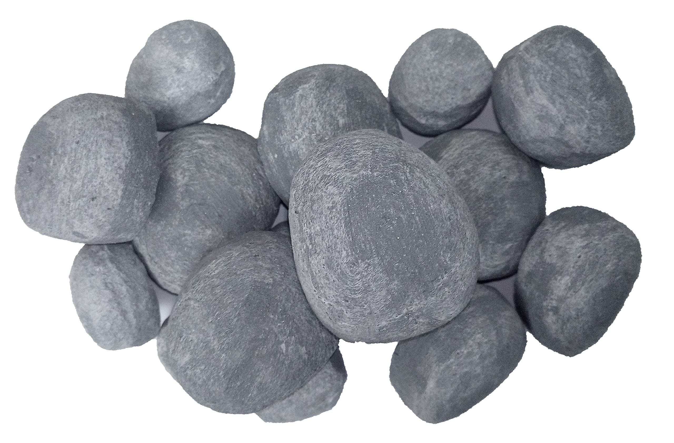 20 Grey Gas Fire Pebbles, 10 Large, 10 Small. Made in UK. Suitable for Gas/LPG/Living Flame Fires/Fire Pits – Firebrand Direct