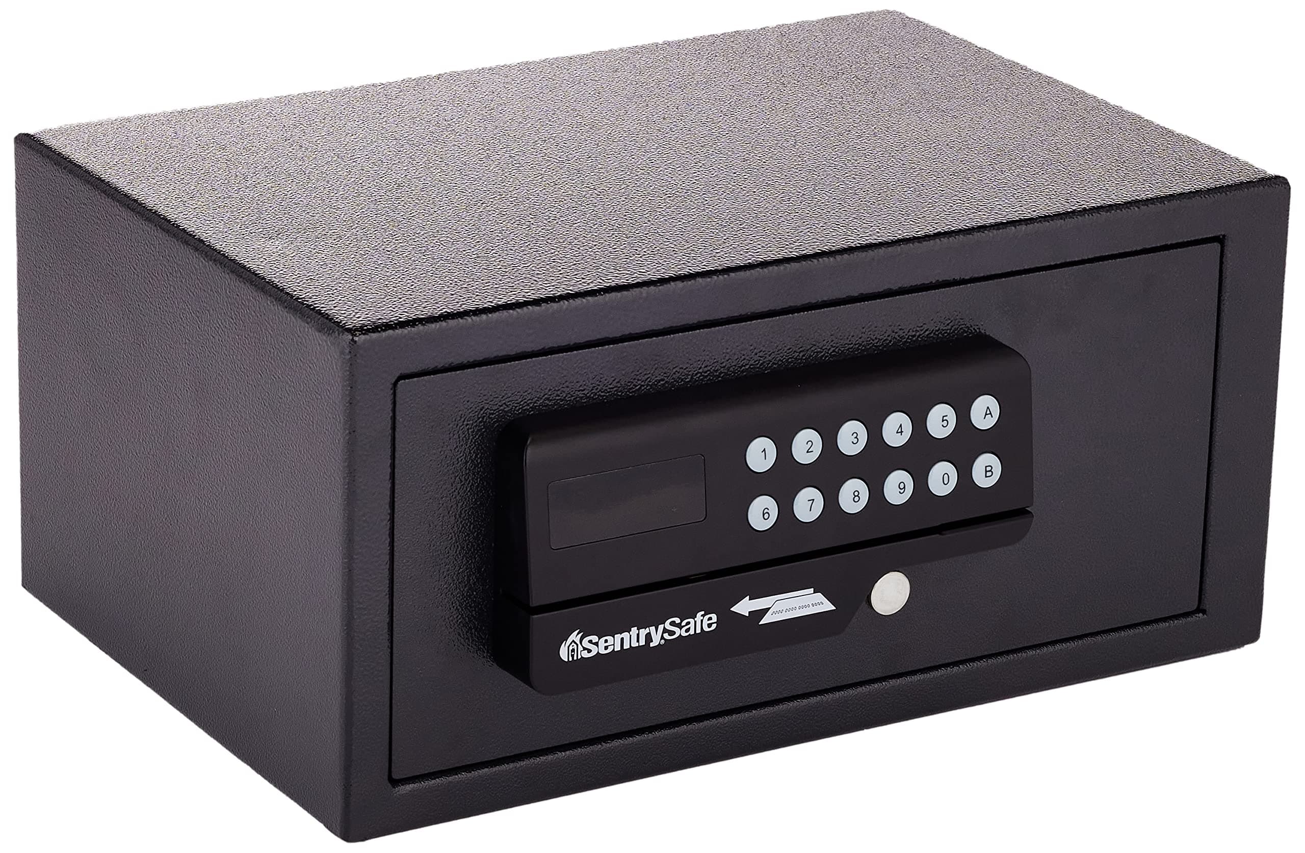 Black Steel Safe with Card Swipe Reader and Digital Keypad Lock, Small Safe with Interior Lighting and Bolt Down Kit, 0.41 Cubic Feet, H060ES