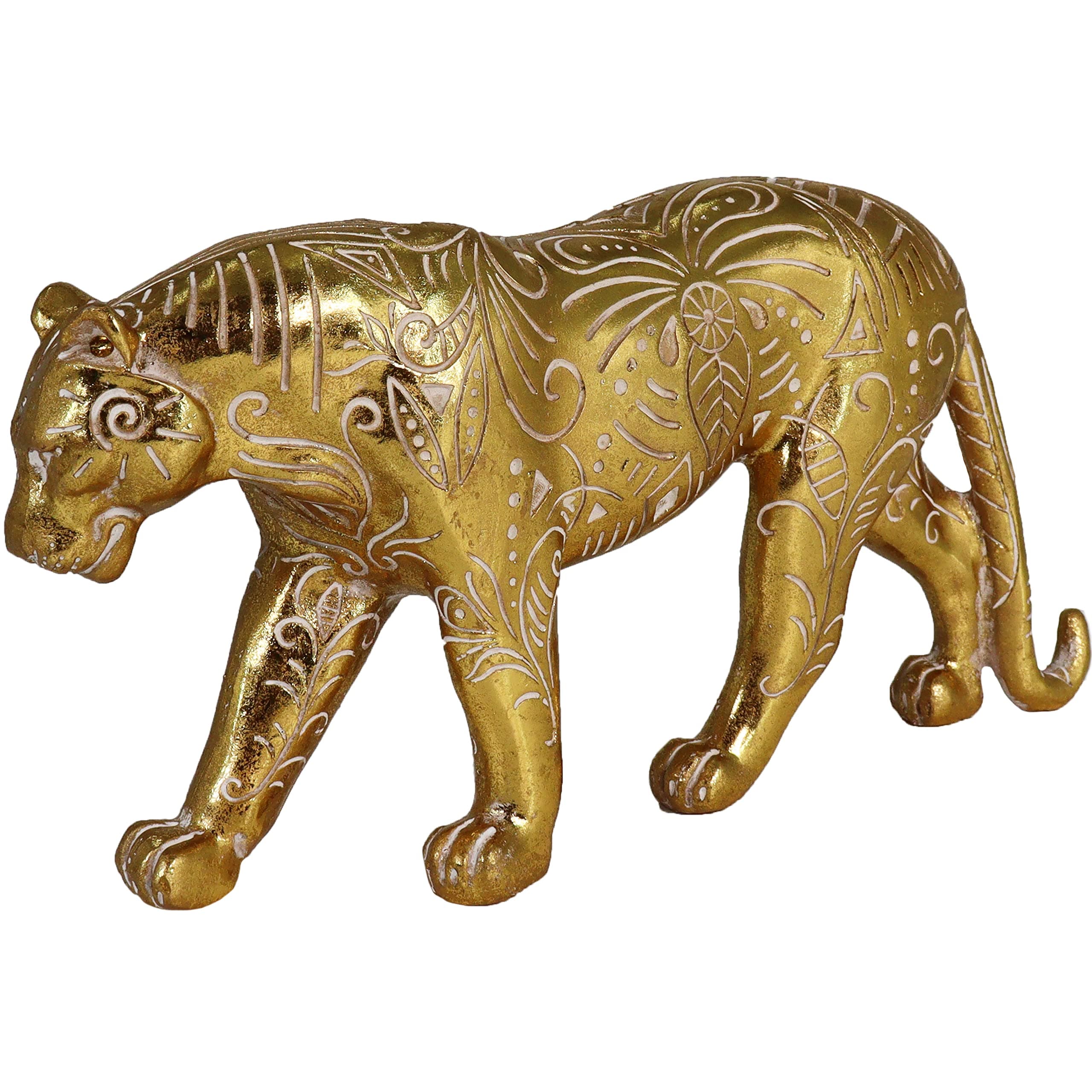 Gold Leopard Decor, Simple Modern Artwork Handmade Resin Statue, Decorations Applicable Home, Living Room, Bedroom, Office Desk Table Indoor, Gifts for Women, Mom, Dad, Friends
